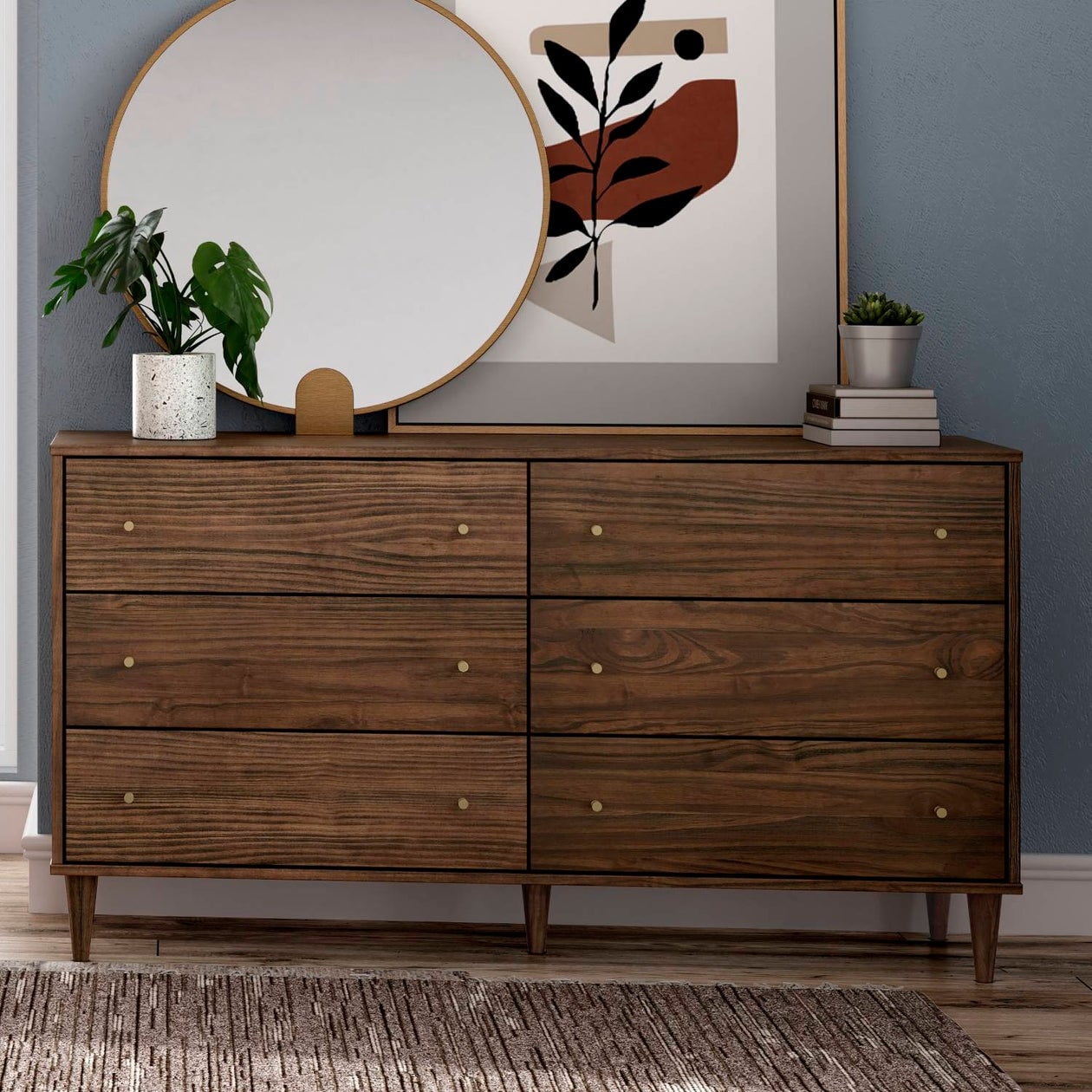 Grain Wood Furniture Mid Century 6-Drawer Dresser - - 35625035 - Mycitystee