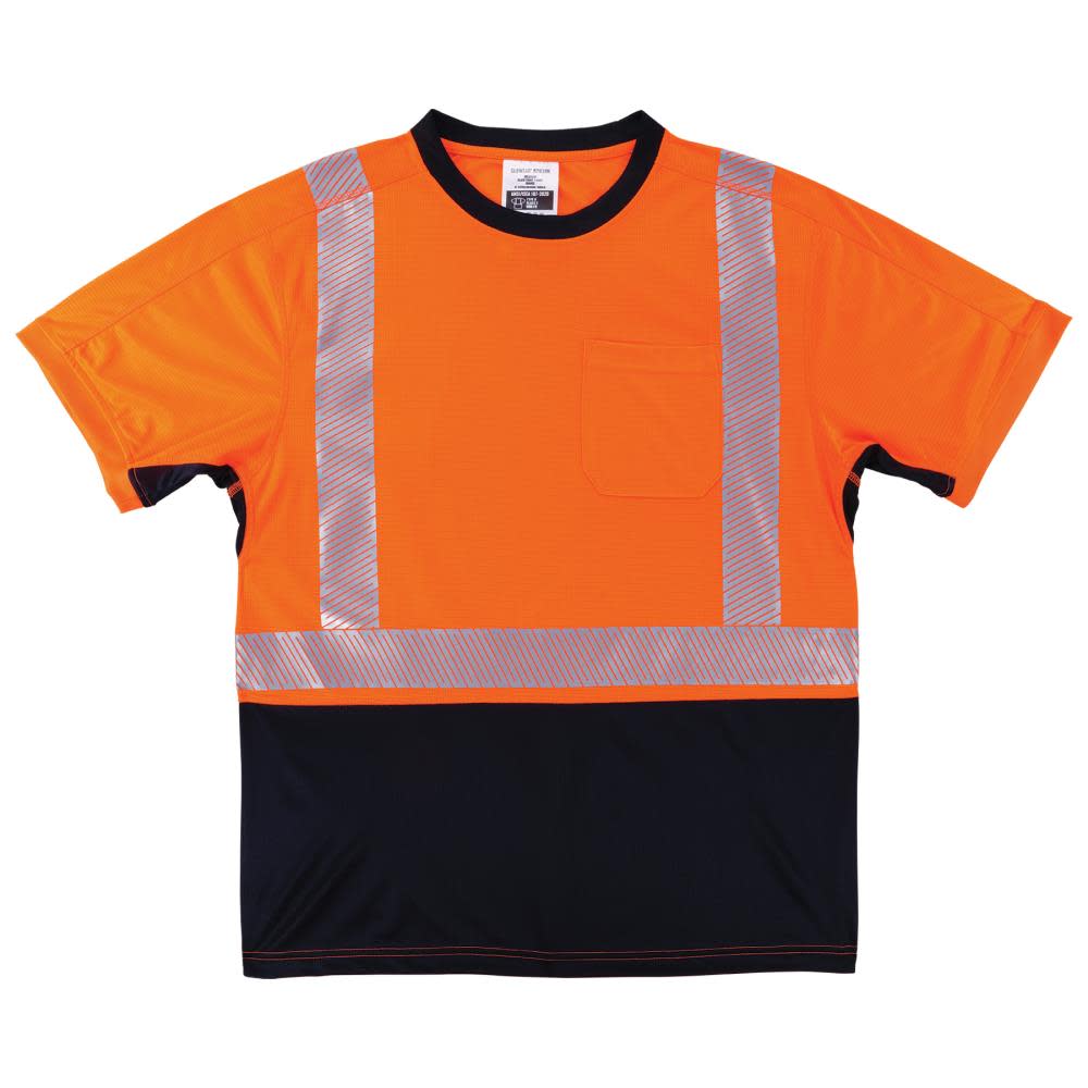 Ergodyne GloWear 8283BK Performance Hi Vis T Shirt Black Bottom Orange 2X - Mycitystee