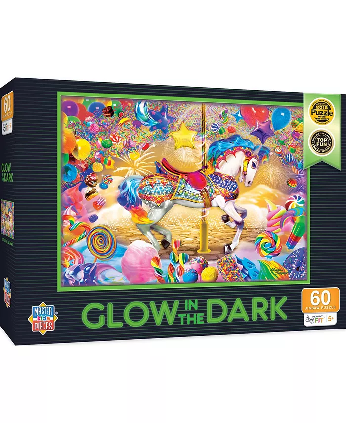 MasterPieces Puzzles Glow in the Dark - Carousel Dreams 60 Piece Kids Puzzle - Mycitystee