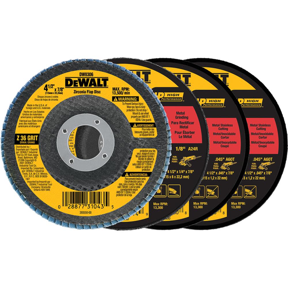 DEWALT 4-Pack Zirconia 4.5-in Grinding Wheel DWA454VP from DEWALT - Mycitystee
