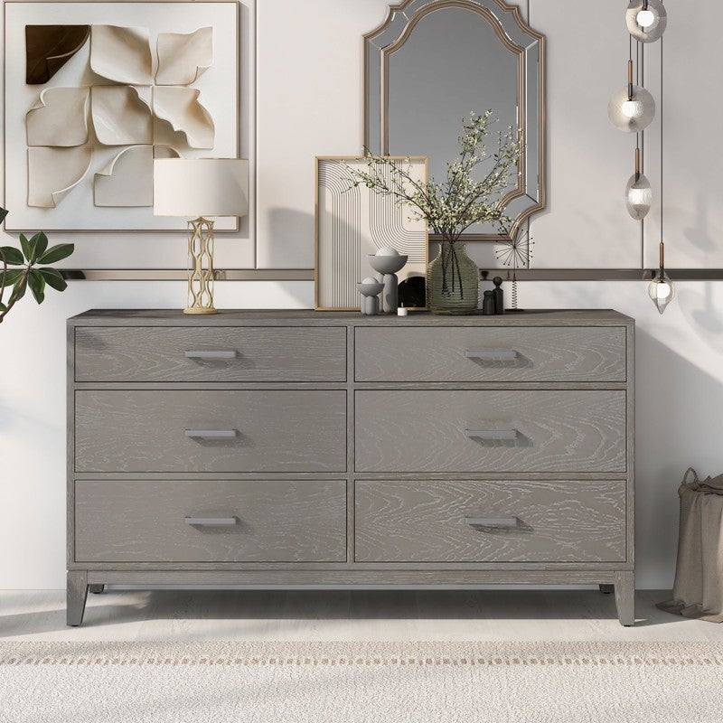 Modern Concise Style Solid wood Grey grain Six-Drawer Chest - - 37236076 - Mycitystee