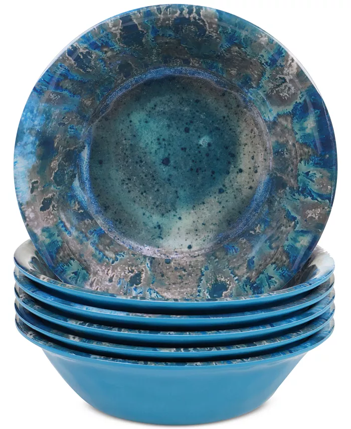 Certified International Radiance Teal Melamine All Purpose Bowl， Set of 6 - Mycitystee