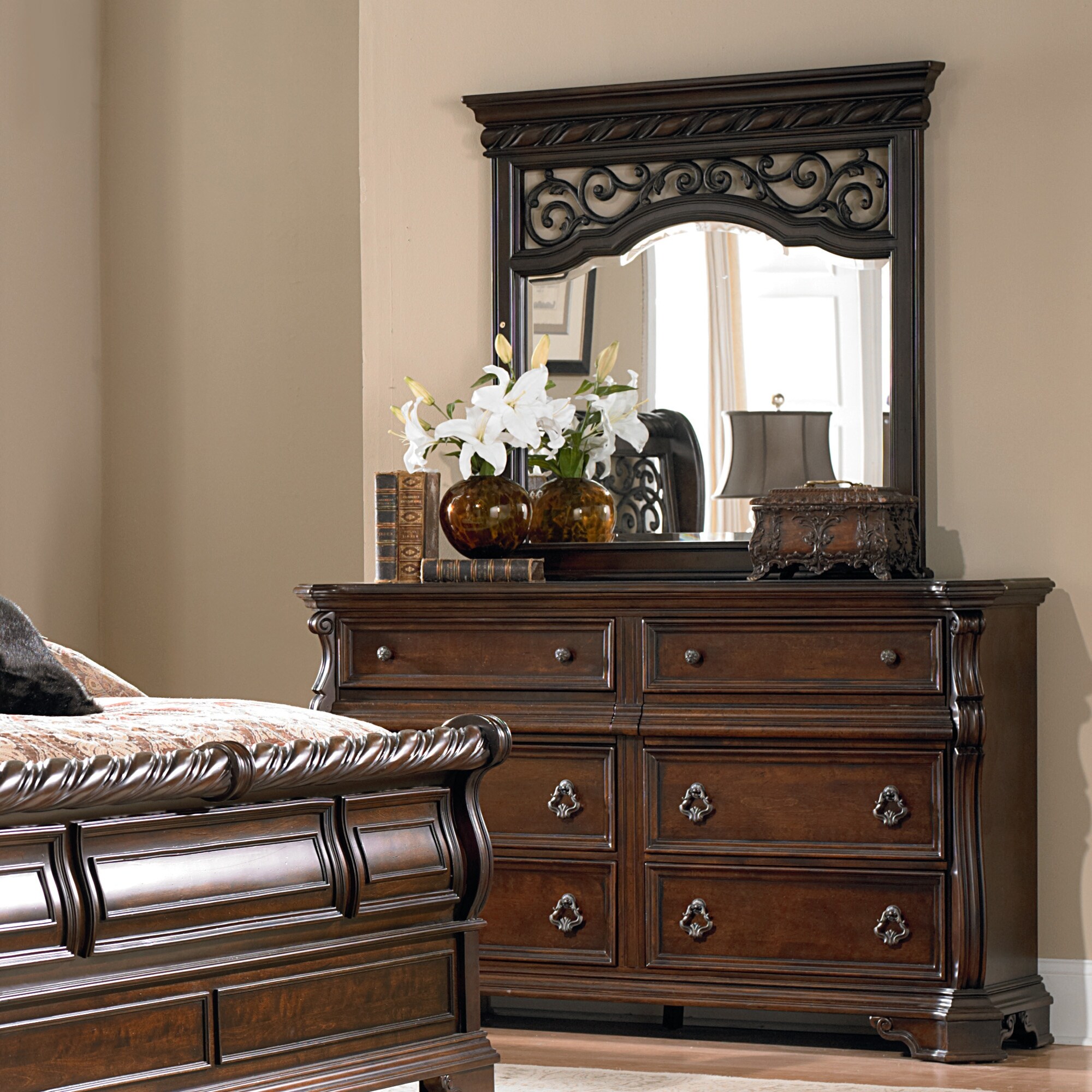 Gracewood Hollow Arbor Place Brownstone Dresser and Mirror - - 20689411 - Mycitystee