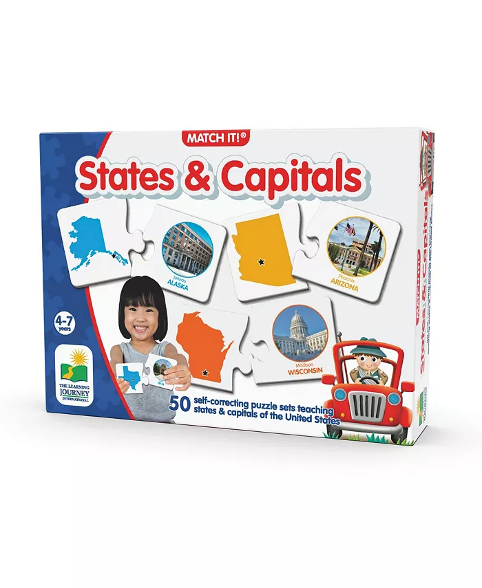 The Learning Journey Match It - States Capitals Set of 50 Self-Correcting USA States and Capitals Matching Puzzle - Mycitystee
