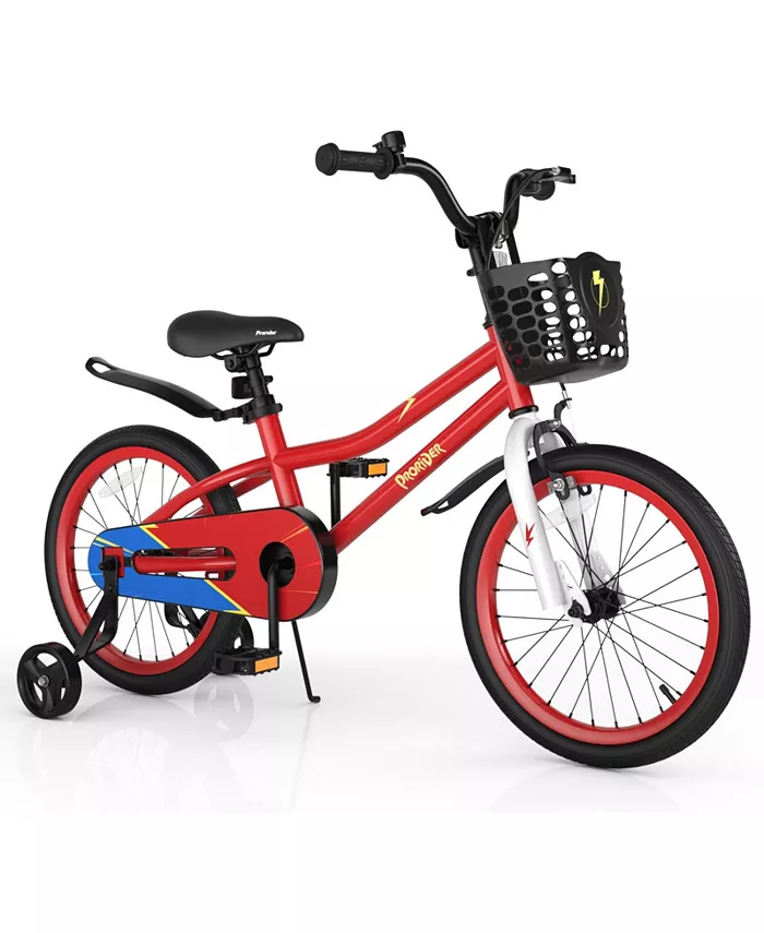Costway 18'' Kid's Bike with Removable Training Wheels Basket for 4-8 Years Old - Mycitystee
