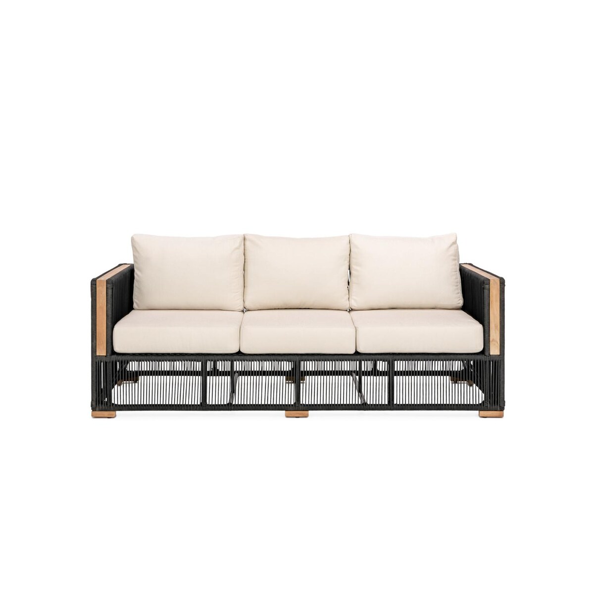 Signature Willow Bay Olefin Rope and Teak Patio Sofa - Mycitystee