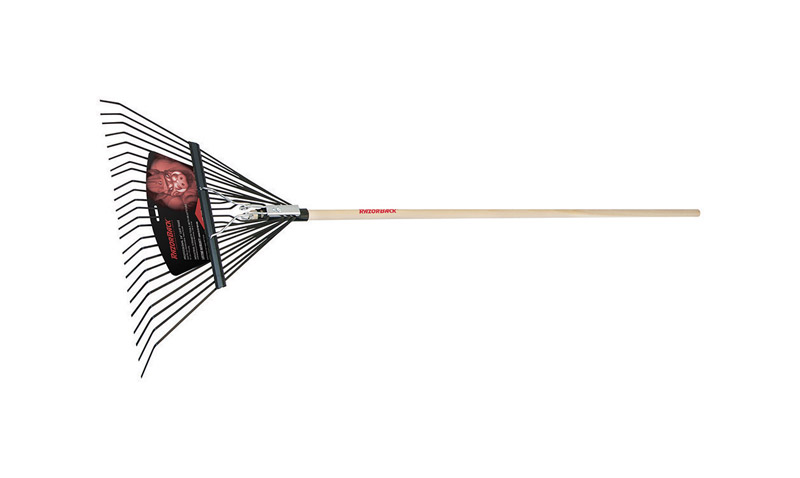 Razor-Back 68 in. 24 Tine Steel Leaf Rake Wood Handle - Mycitystee
