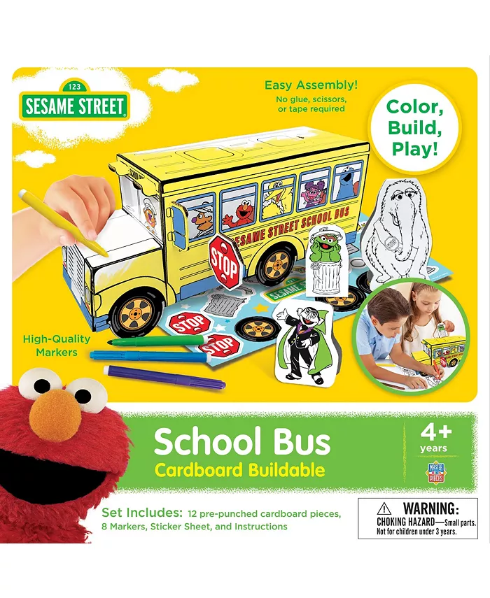 MasterPieces Puzzles Craft Set Sesame Street School Bus Cardboard Creation Kit - Mycitystee