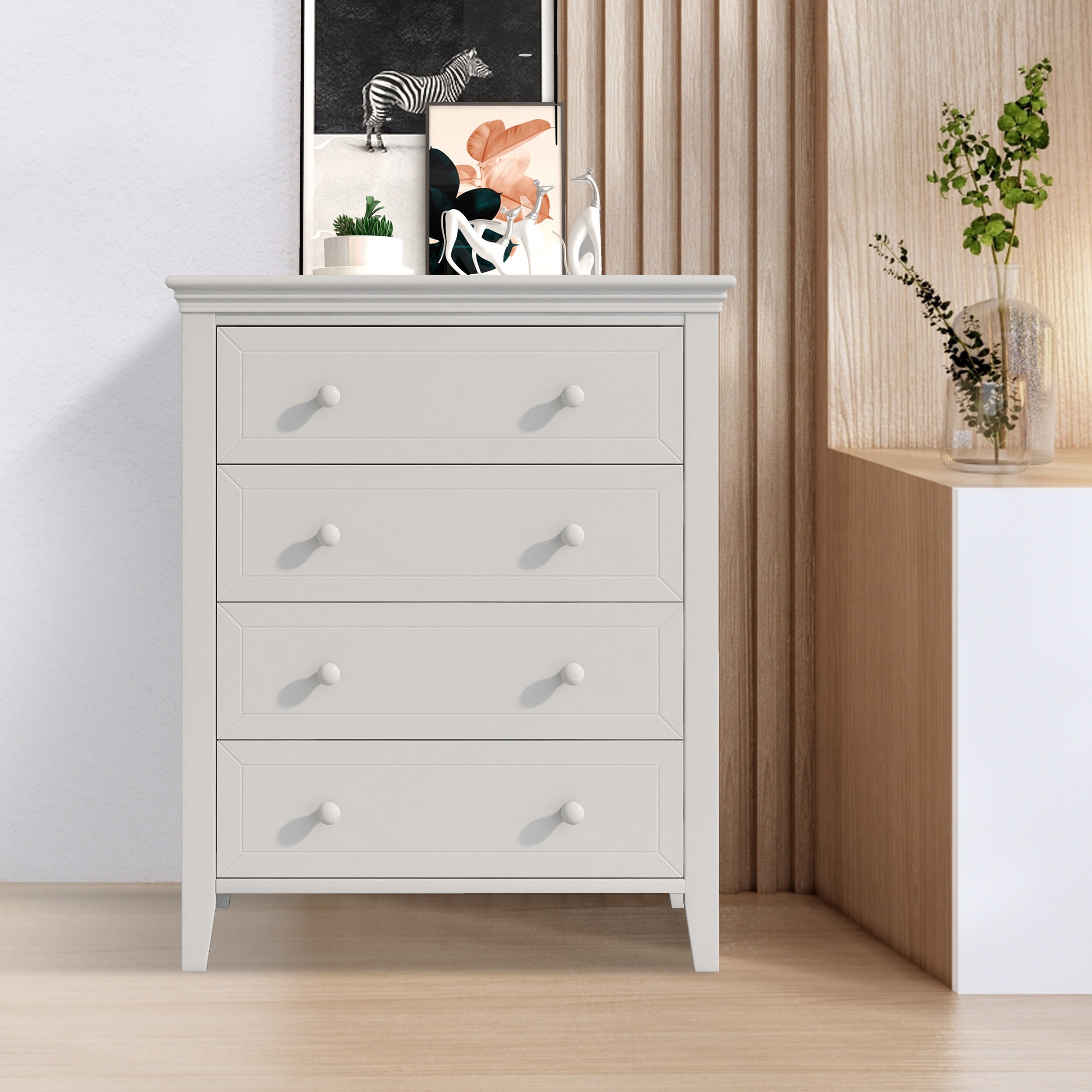 Laura White Solid Wood Four-Drawer Chest - - 36907159 - Mycitystee