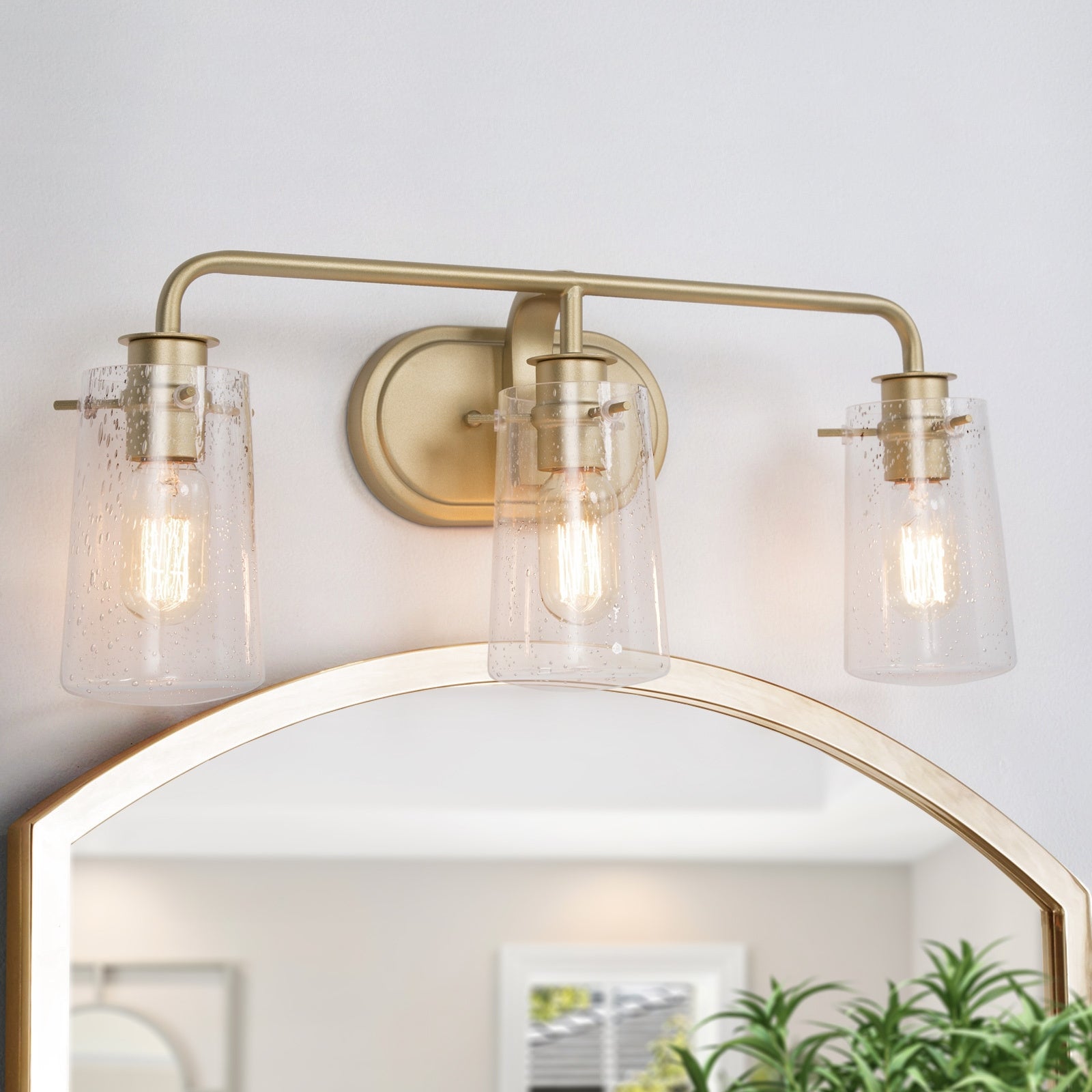 Modern Gold 3-light Bathroom Vanity Lights Dimmable LED Wall Sconces - Mycitystee