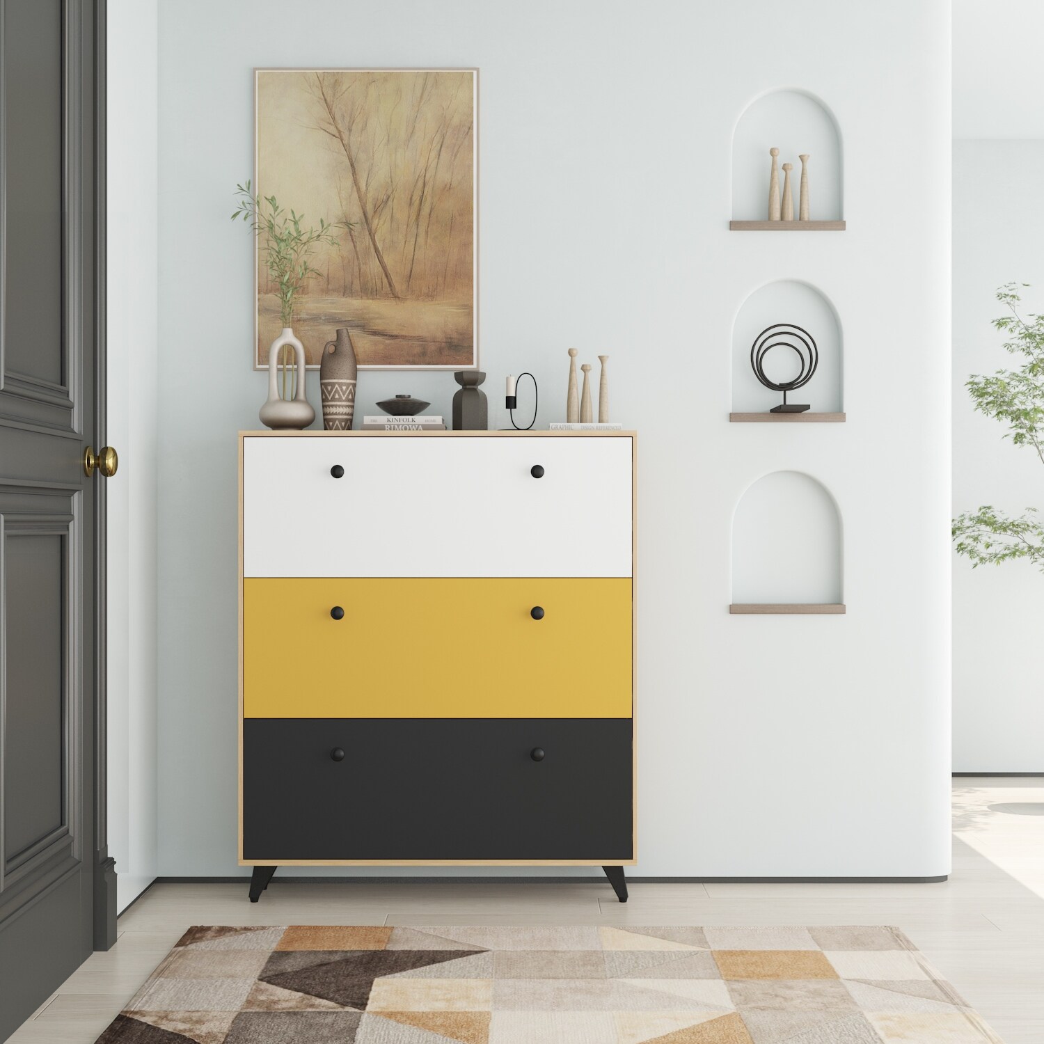 3-Tier Shoe Storage Cabinet Space Saving Entryway - - 34181351 - Mycitystee