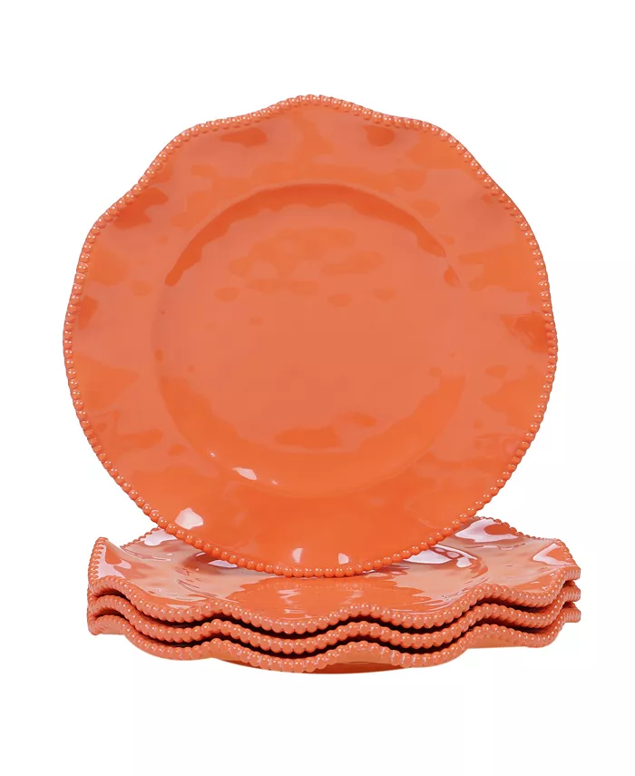 Certified International Perlette Coral Melamine 4-Pc. Dinner Plate Set - Mycitystee