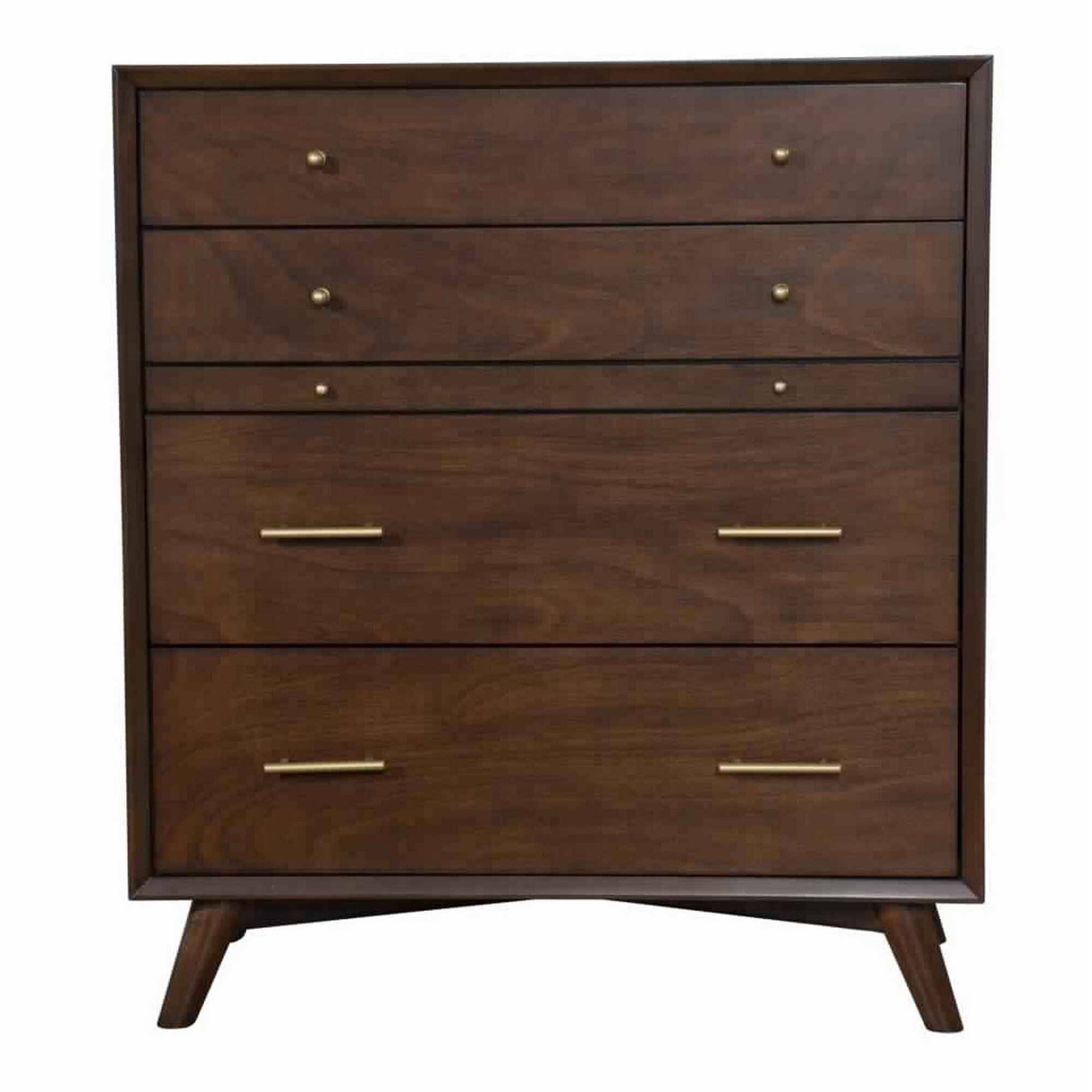 4 Drawer Mid Century Modern Wooden Chest with Pull Out Tray， Brown - - 31992918 - Mycitystee