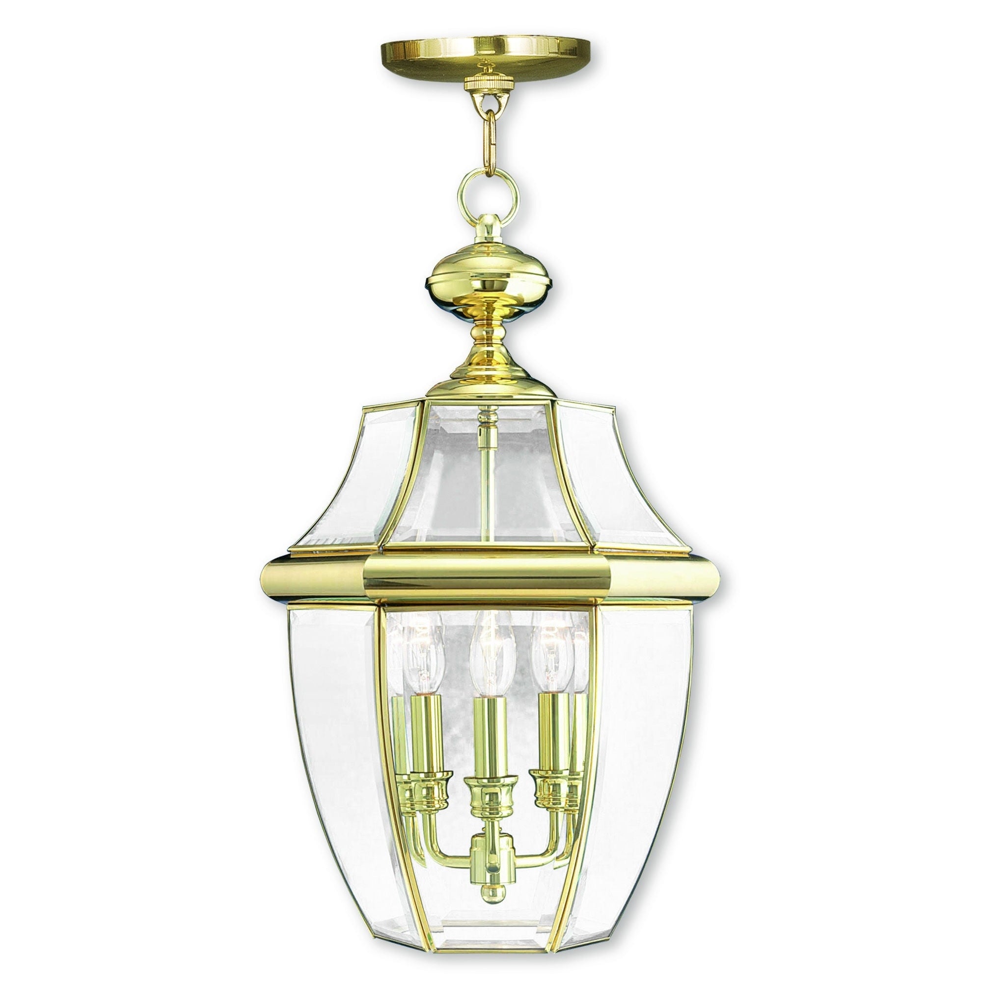 Livex Lighting Monterey Polished Brass/Glass 3-light Outdoor Chain Lantern - Mycitystee