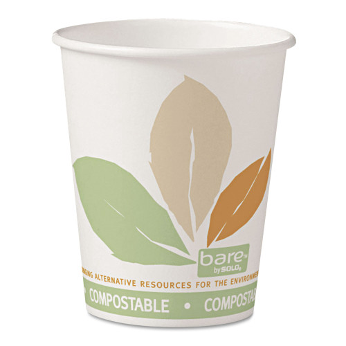 Dart Bare by Solo Eco-Forward PLA Paper Hot Cups， 10oz， Leaf Design，50/Bag，20 Bags/Ct (370PLAJ7234) - Mycitystee
