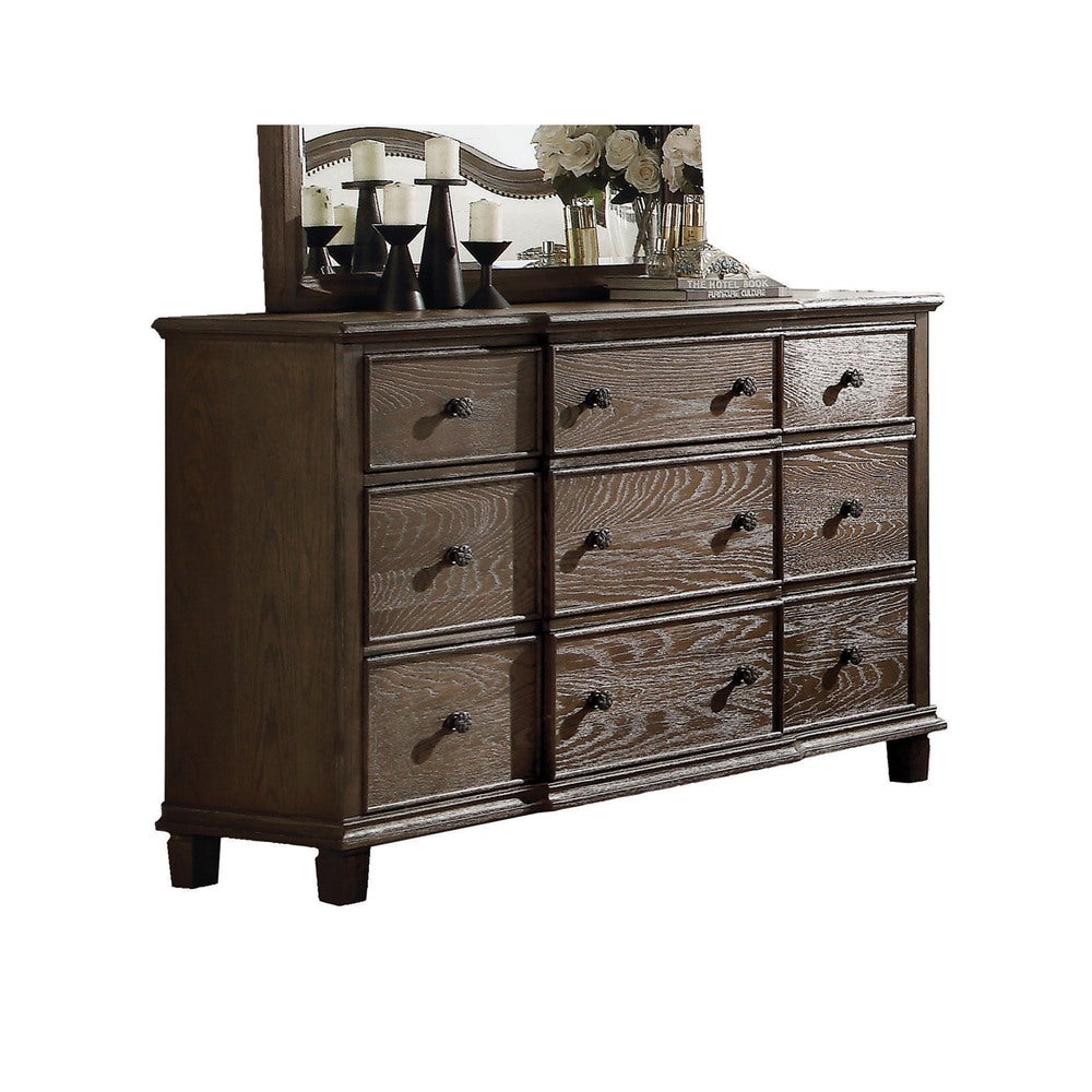 Acme Furniture Baudouin 9-drawer Weathered Oak Acacia， Veener Dresser - - 14344022 - Mycitystee