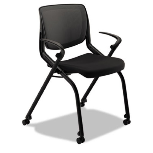 HON Motivate Nesting/Stacking Flex-Back Chair， Onyx Seat/Black Back， Black Base (MN202ONCU10) - Mycitystee