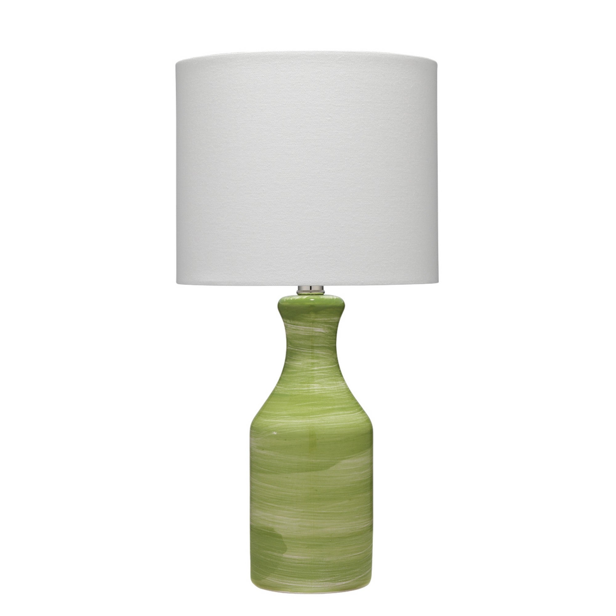 Table Lamp with Drum Shade and Ceramic Swirl Design Base， Green - Mycitystee