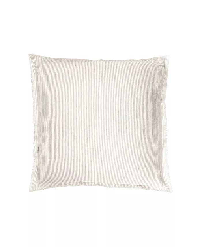 Anaya Home Natural Beige White Striped Linen Down Throw Pillow - Mycitystee