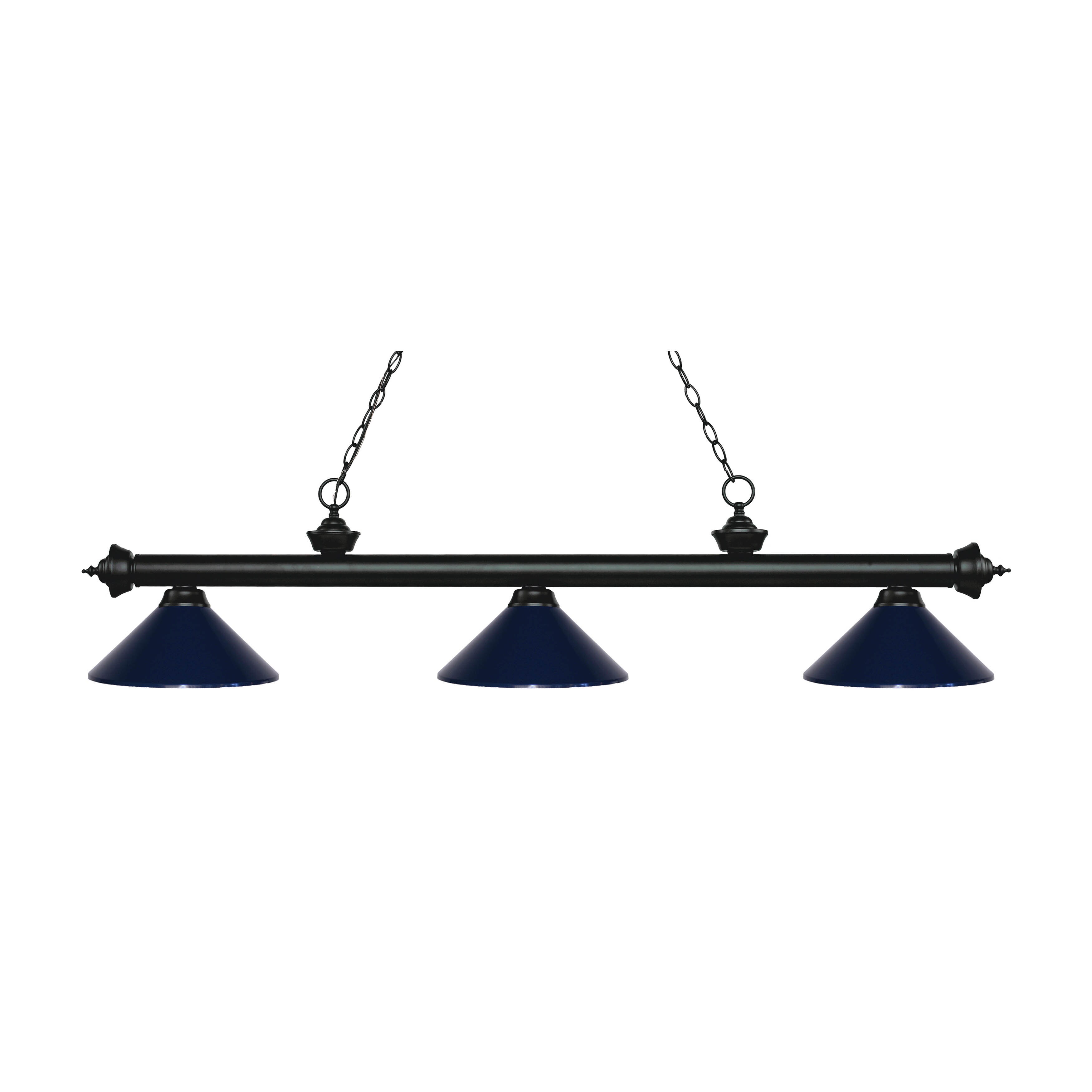 Avery Home Lighting Riviera Matte Black 3-light Island/Billiard Navy Blue-finished Light - Matte Black - Mycitystee