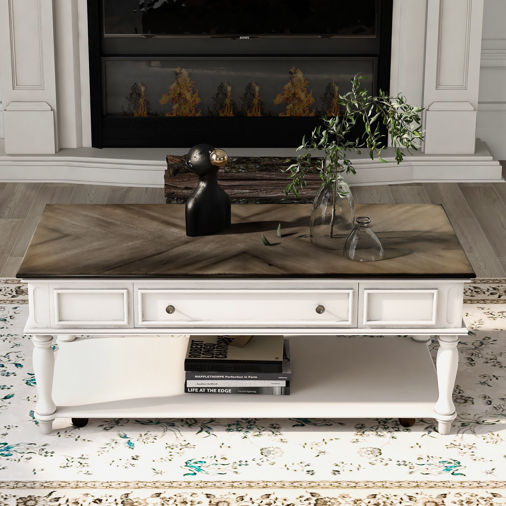 Cocktail Table Coffee Table with Caster Wheels - Mycitystee
