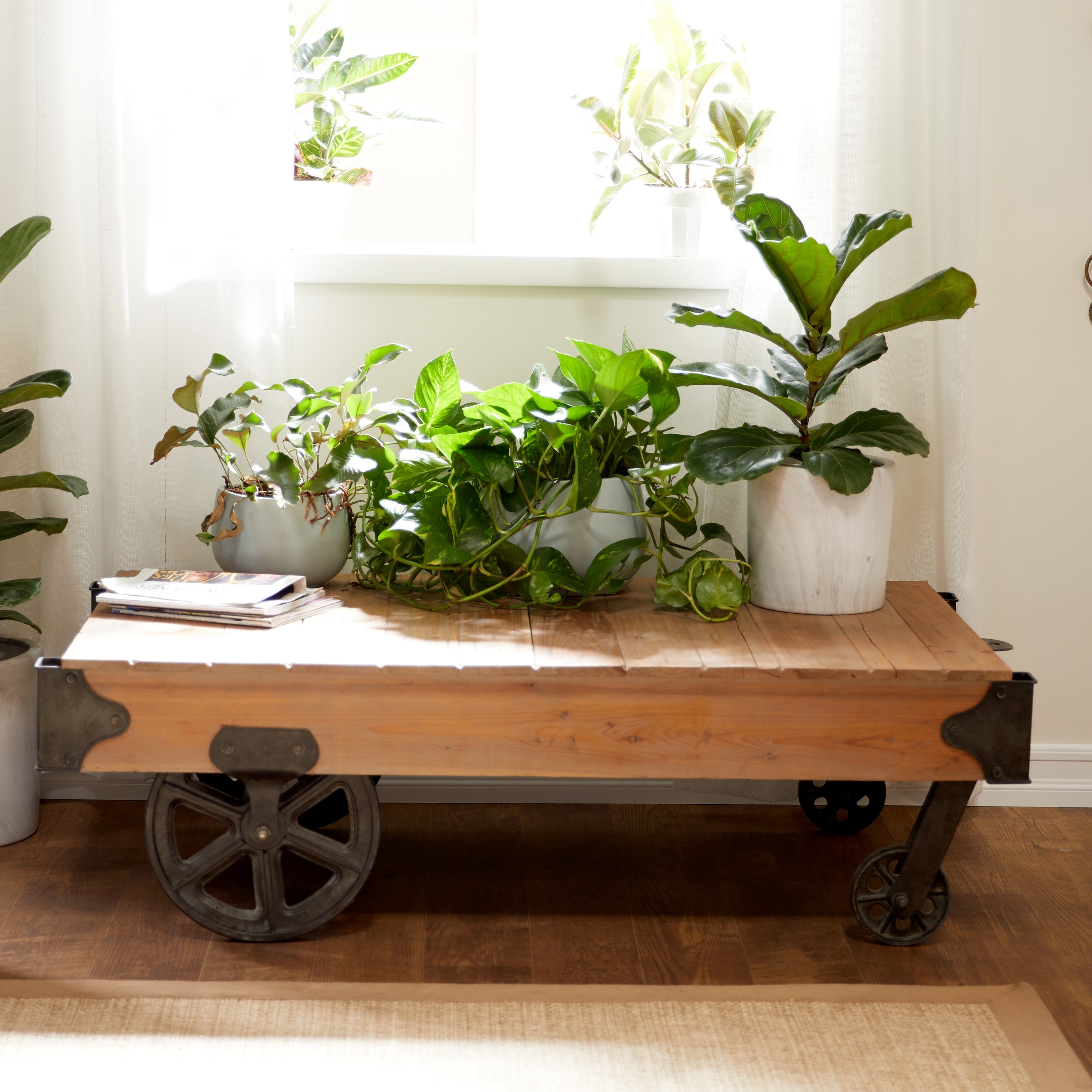 Utility Item Used Often Natural Wood Cart Coffee Table - Mycitystee