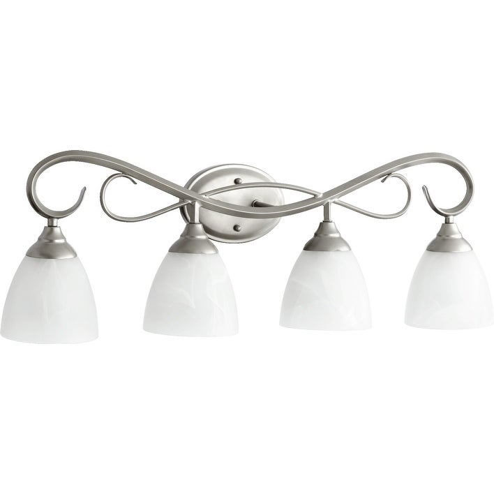 Powell Classic Nickel and Faux Alabaster 4-light Vanity Lighting - Mycitystee
