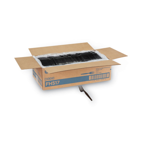 Dixie Plastic Cutlery， Heavyweight Forks， Black， 1，000/Carton (FH517) - Mycitystee