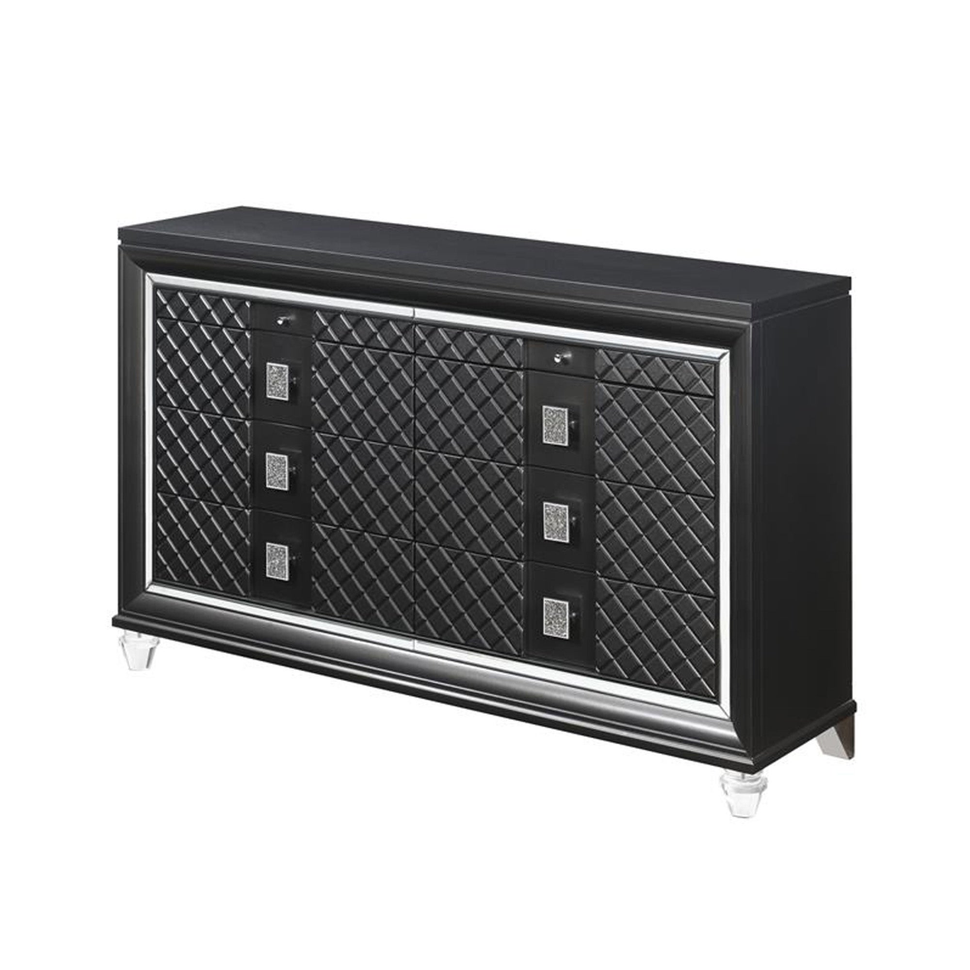 Wood 4 Tier 8 Drawers Dresser， Metallic Gray - - 35374260 - Mycitystee