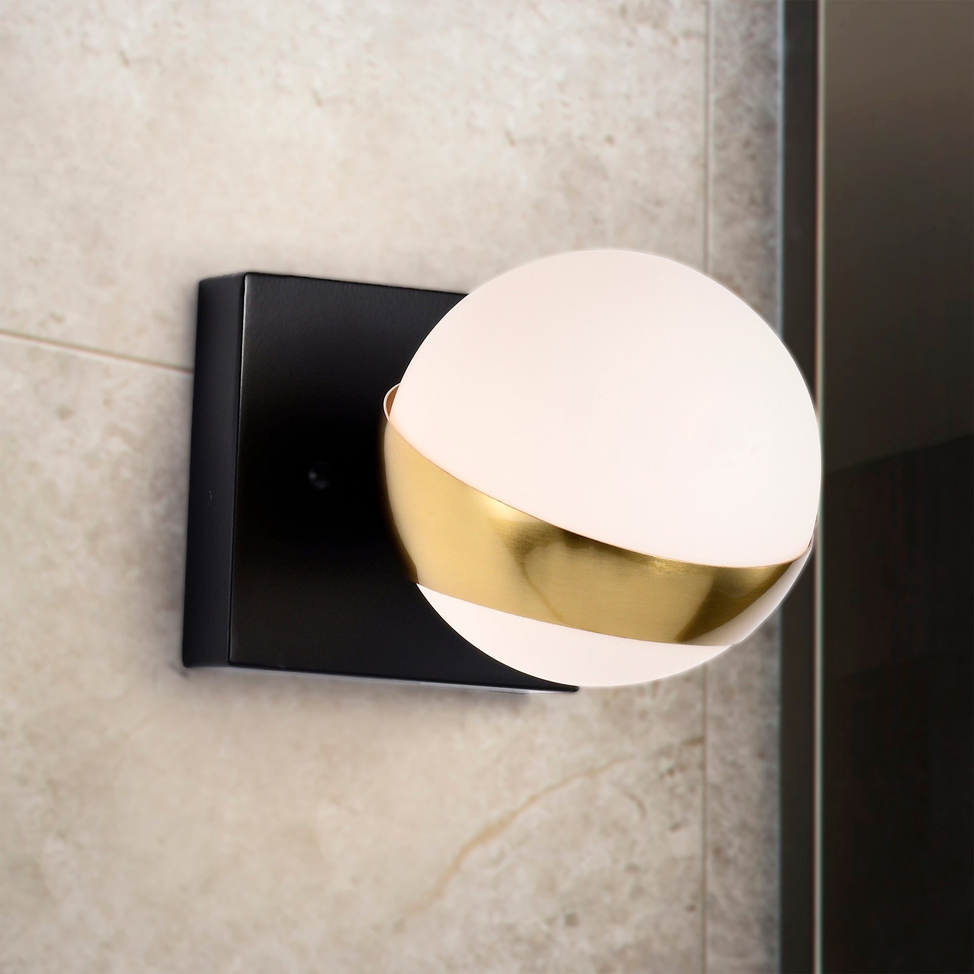 Lona 5 Inch Gold Finish Orb Opaque Glass Wall Sconces 1 Light - Mycitystee