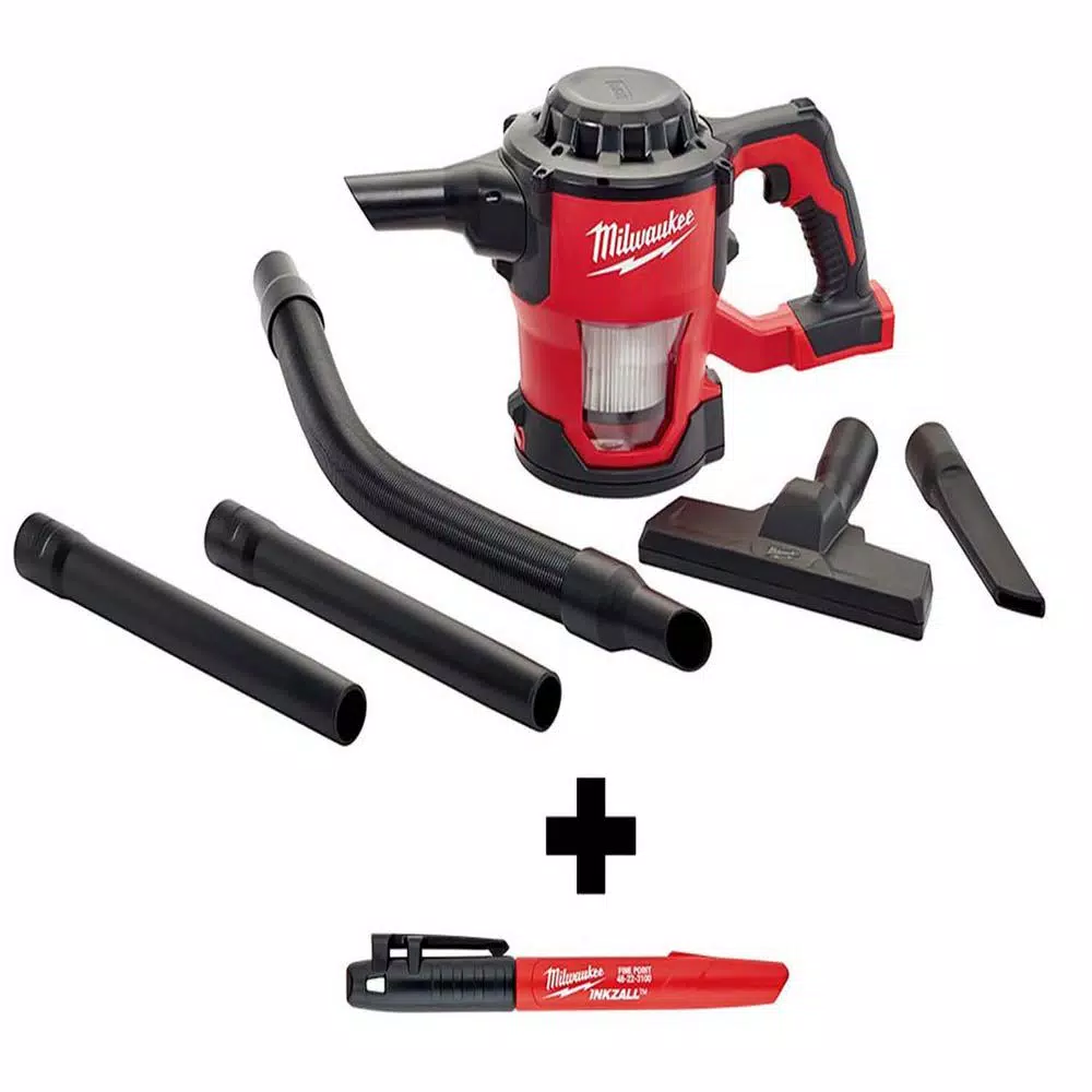 Milwaukee M18 18-Volt Lithium-Ion Cordless Compact Vacuum with INKZALL Black Fine Point Jobsite Marker and#8211; XDC Depot - Mycitystee