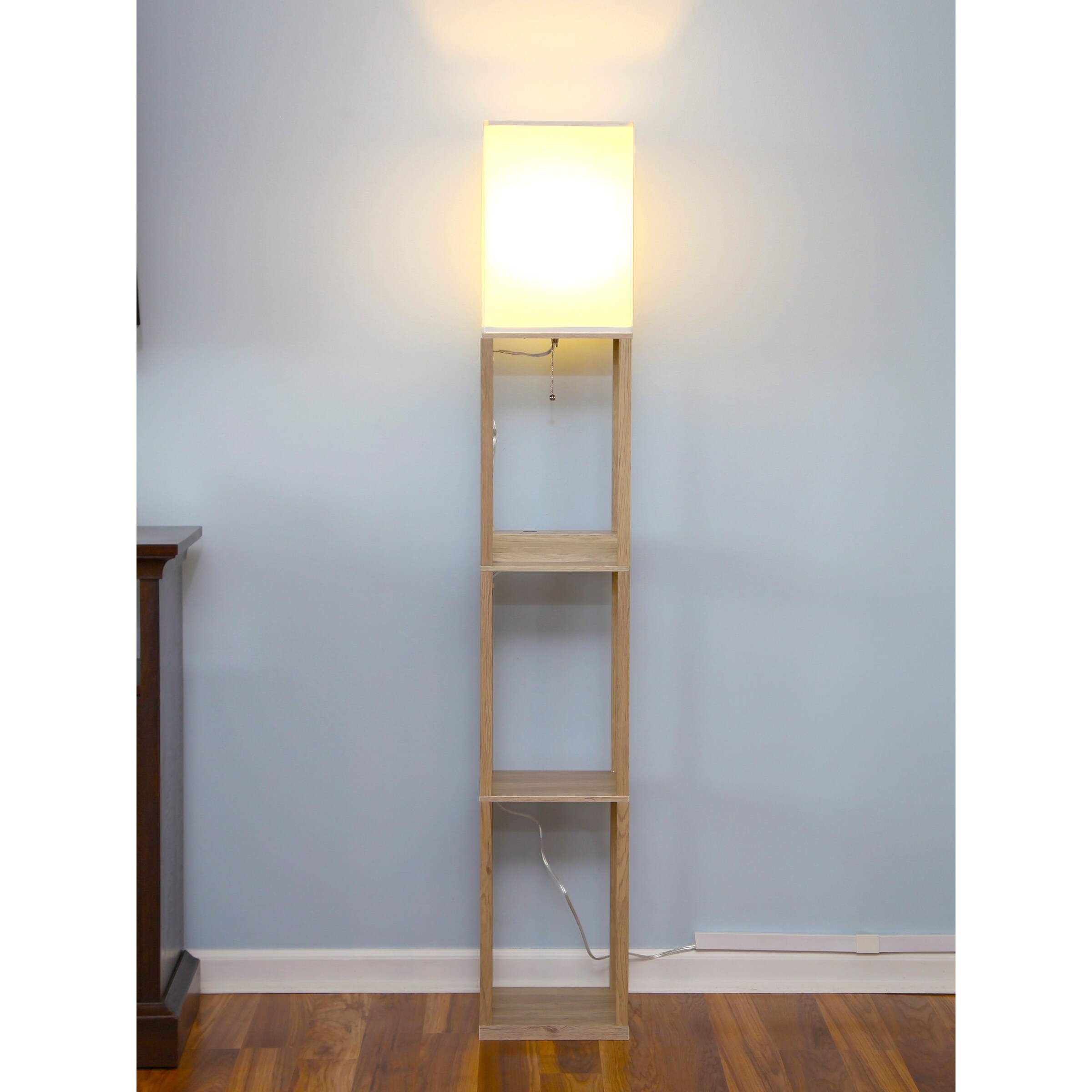 Brightech Maxwell USB Charger LED Floor Lamp - Rustic Wood - Mycitystee