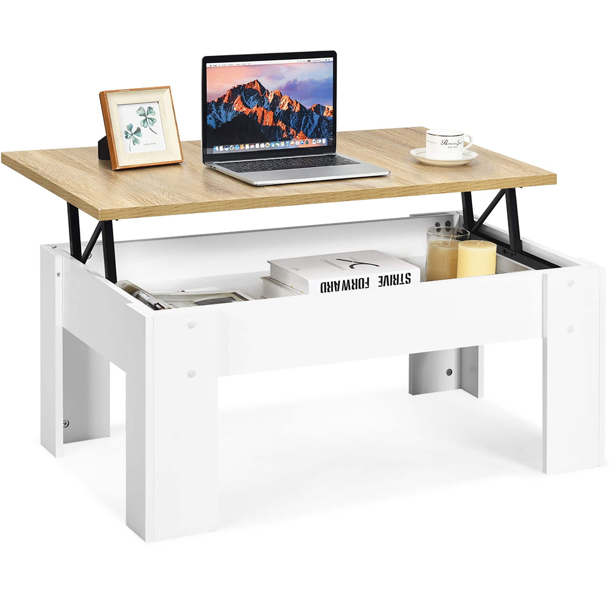 Lift Top Coffee Table Cocktail Table with Hidden Storage Space - Mycitystee