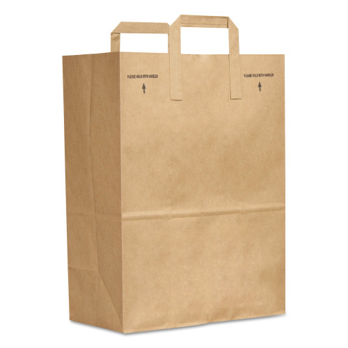 General Grocery Paper Bags， Attached Handle， 30 lb Capacity， 1/6 BBL， 12 x 7 x 17， Kraft， 300 Bags (SK1670EZ300) - Mycitystee
