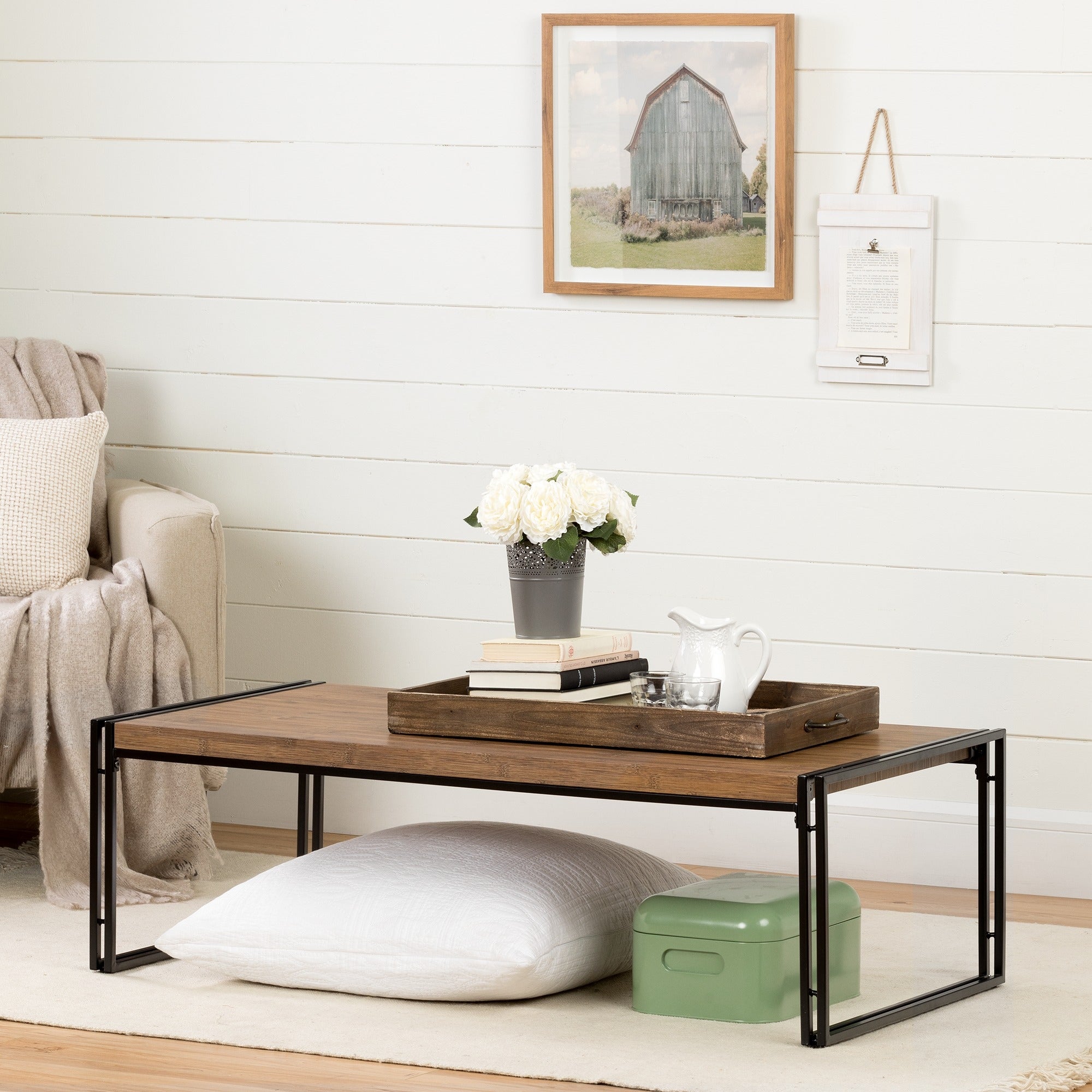 Gimetri Coffee Table， Rustic Bamboo - Mycitystee