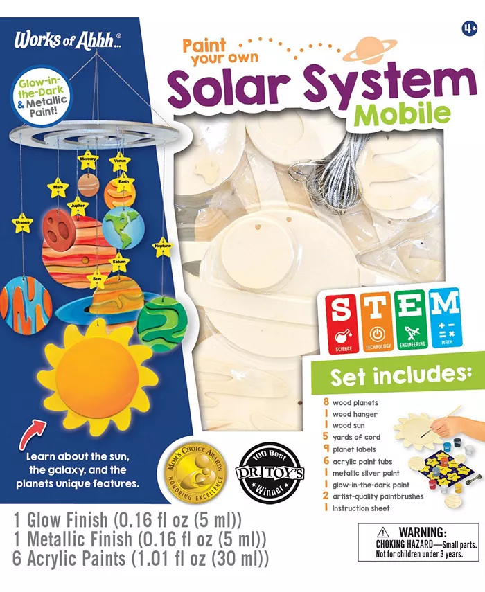 MasterPieces Puzzles Works of Ahhh Craft Set - Solar System Mobile Classic Wood Paint Kit - Mycitystee