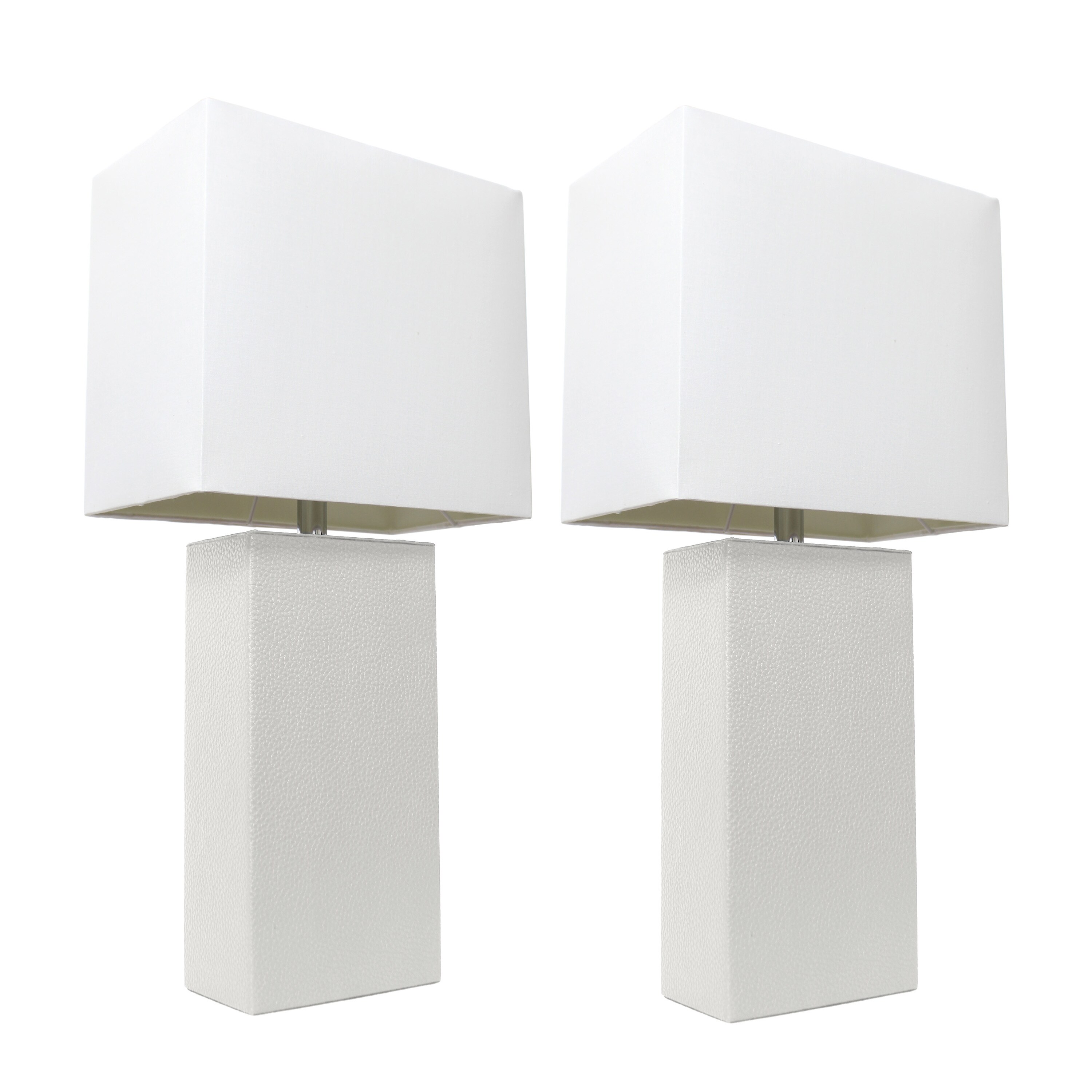 Porch and Den Fairway White Leather Modern Table Lamp (Set of 2) - Mycitystee