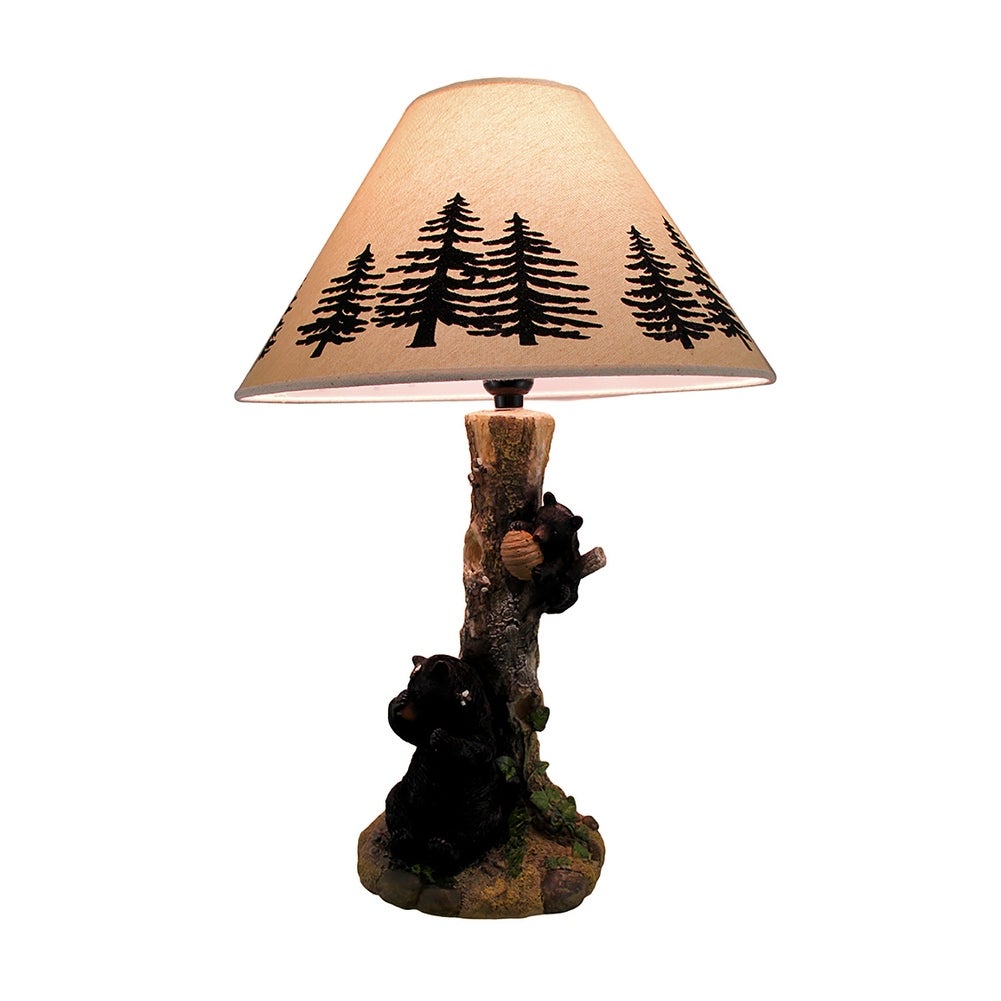 Rustic Black Bears In A Honey Tree Table Lamp - 20 X 14 X 14 inches - Mycitystee