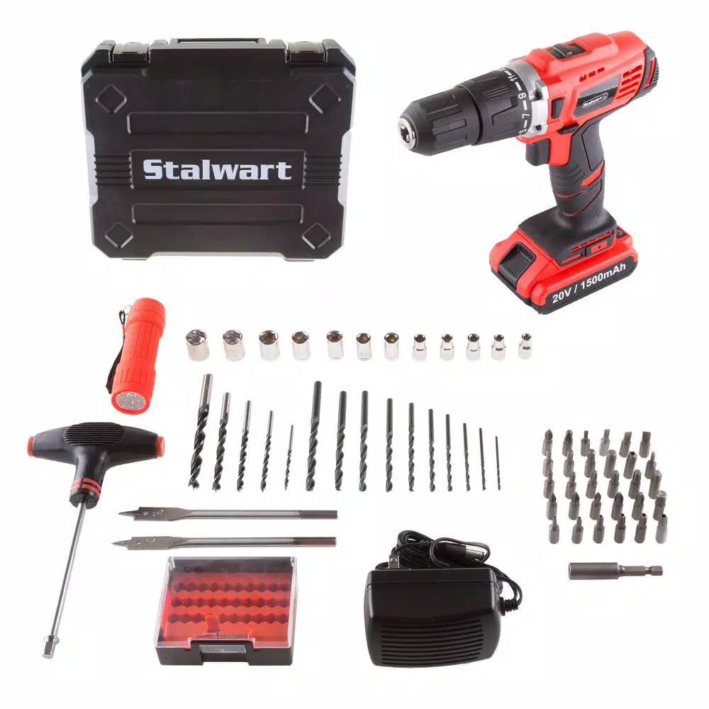Stalwart 20-Volt Lithium Ion 1/2 in. 2 Speed Hammer Drill Set and#8211; XDC Depot - Mycitystee