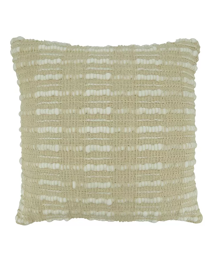Saro Lifestyle Woven Striped Design Poly Filled Decorative Pillow， 20
