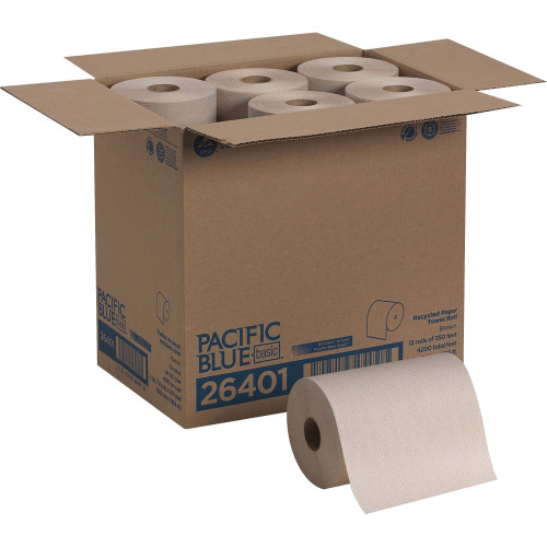 Pacific Blue Basic Nonperforated Paper Towels， 7.88 x 350 ft， Brown， 12 Rolls/Carton (26401) - Mycitystee