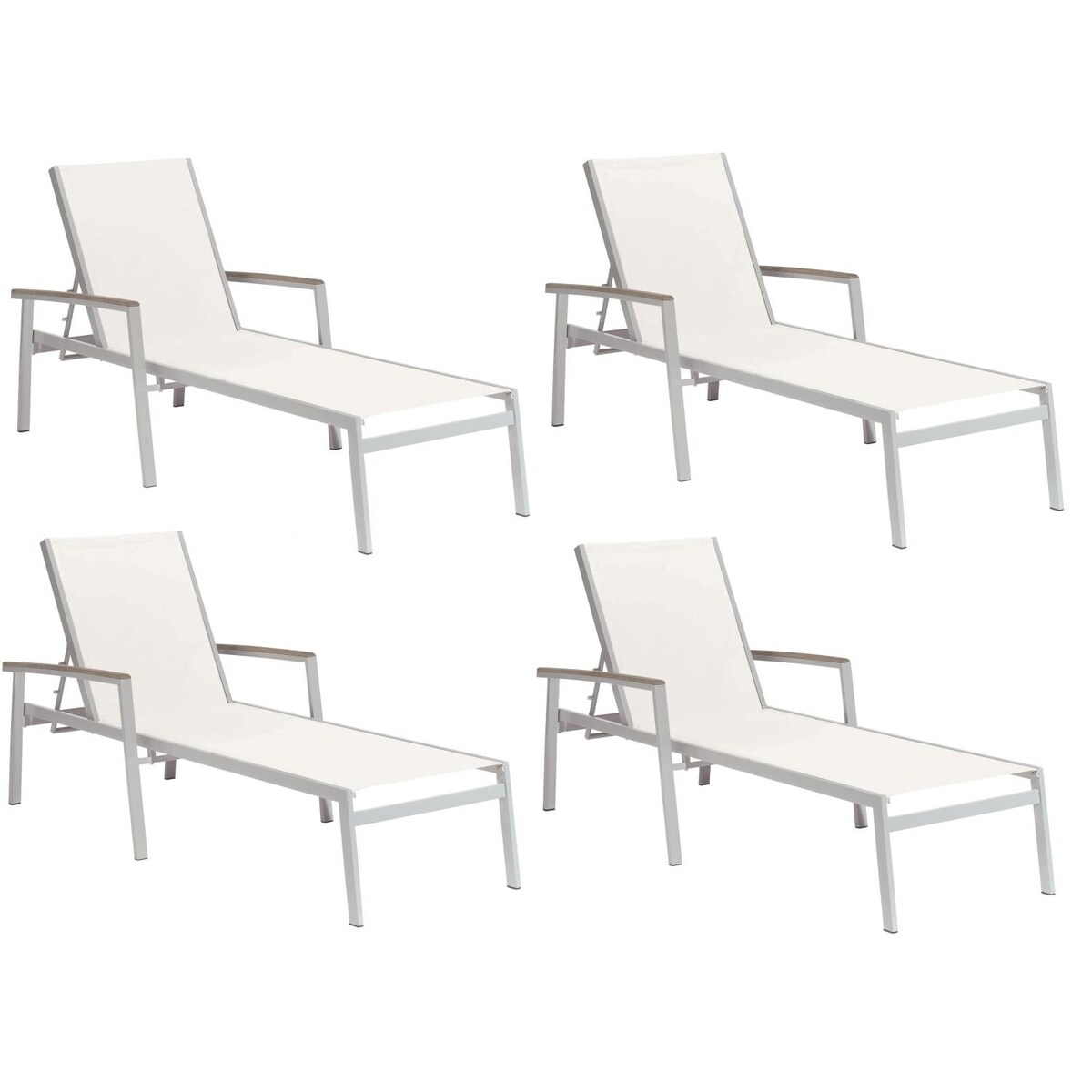 Travira 4 Piece Aluminum Patio Chaise Lounge Set W/ Natural Sling and Tekwood Vintage Arm Caps By Oxford Garden - Mycitystee
