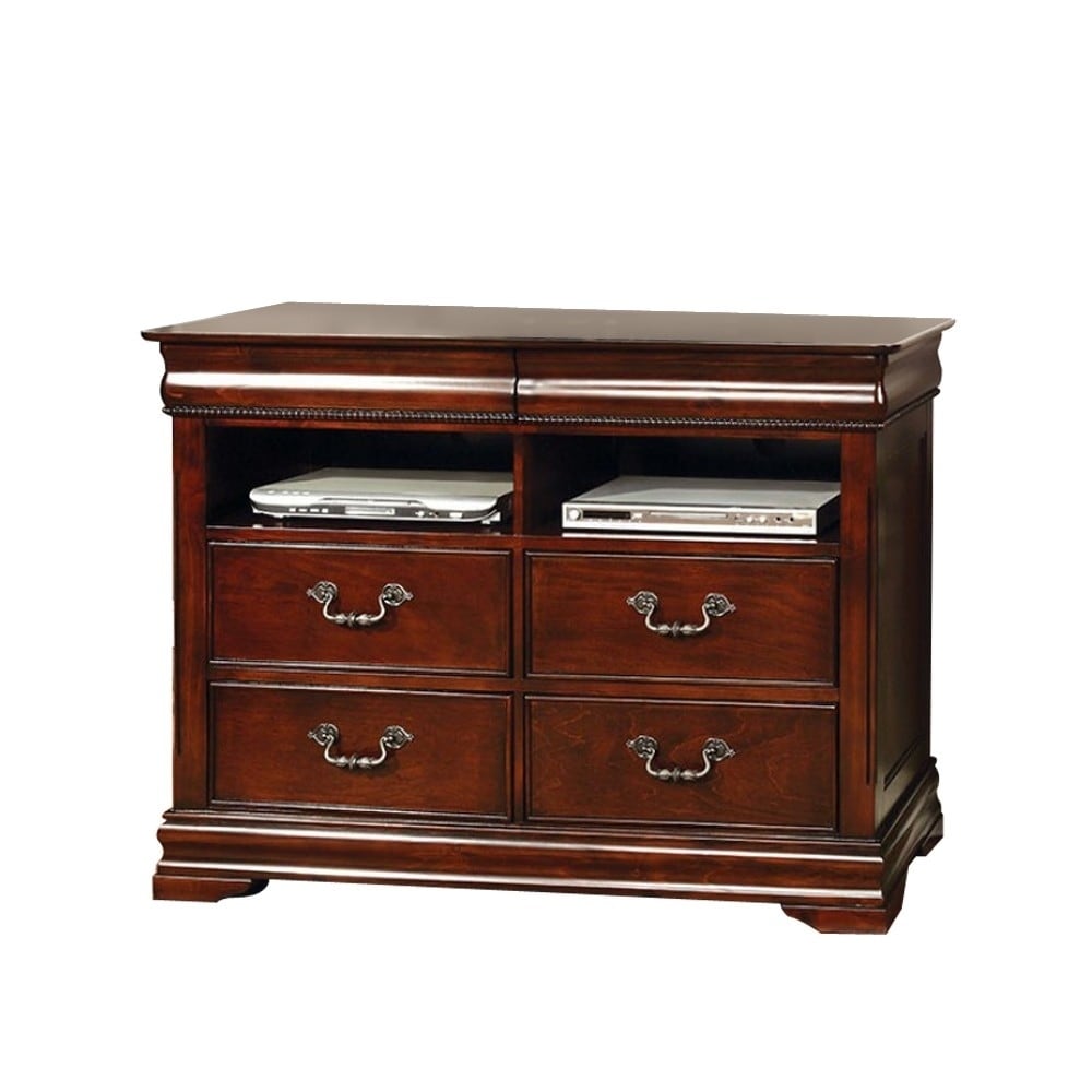 Luxurious English Style Wooden Media Chest， Cherry Brown - - 21517541 - Mycitystee