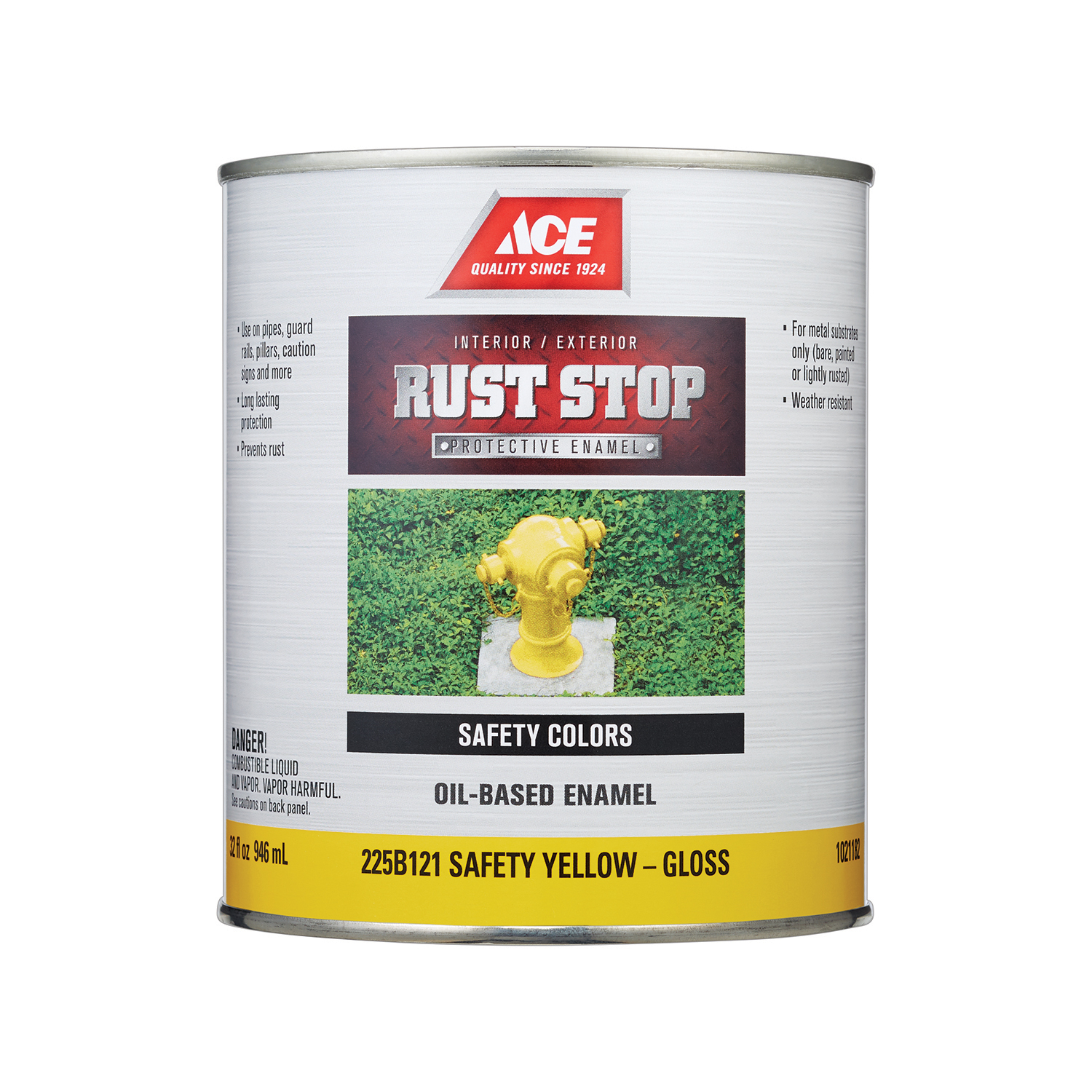 Ace Rust Stop Indoor/Outdoor Gloss Safety Yellow Oil-Based Enamel Rust Prevention Paint 1 qt - Mycitystee