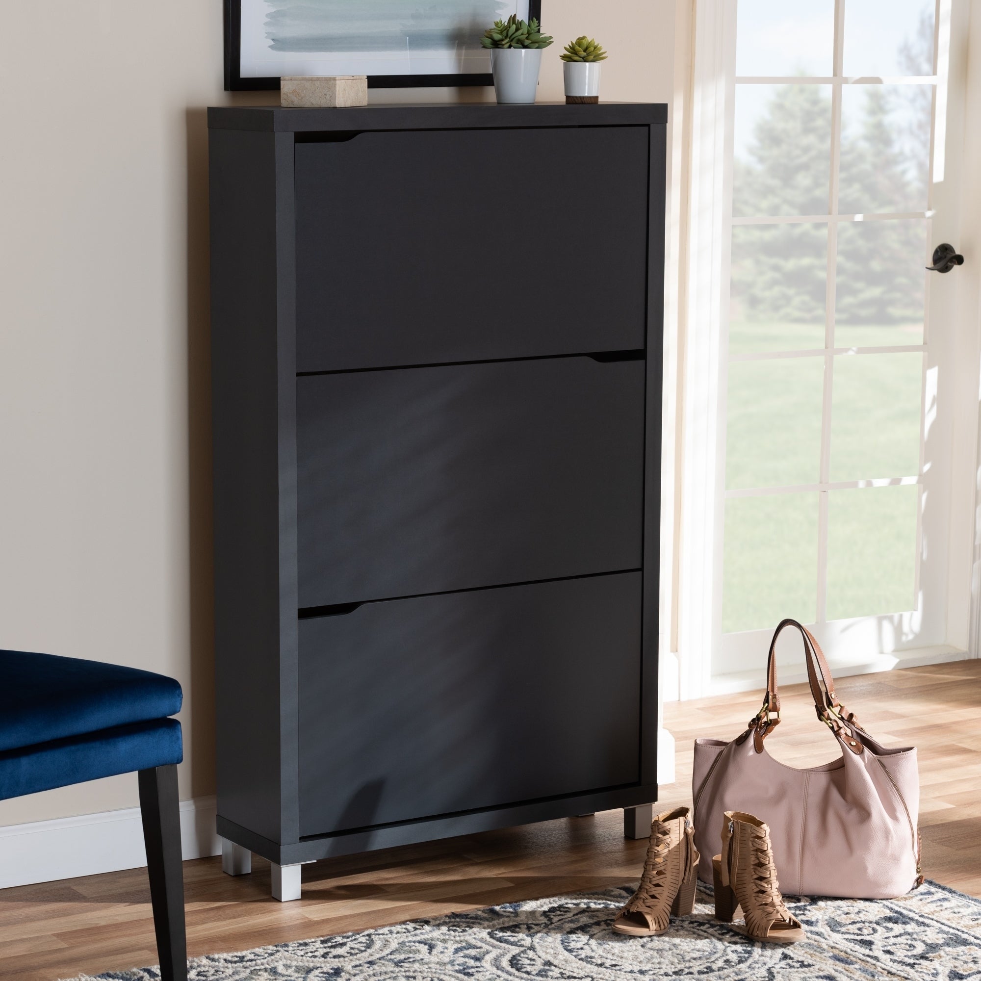 Copper Grove Zdolbuniv Dark Grey Shoe Cabinet with 6 Fold - - 28046200 - Mycitystee