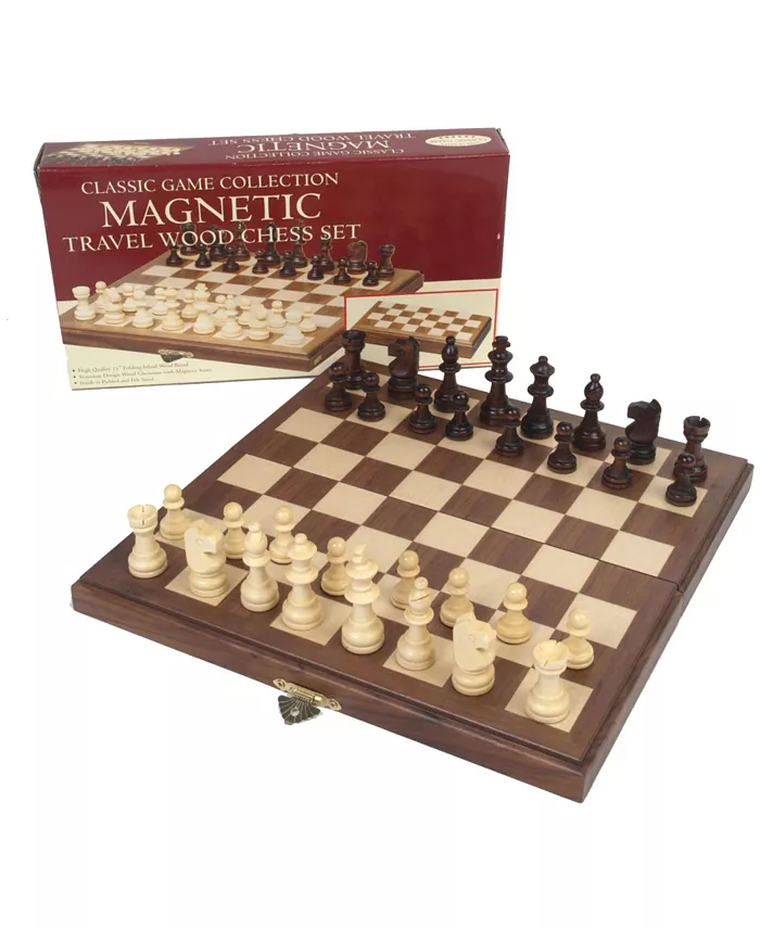 John N. Hansen Co. Travel Magnetic Walnut Chess Set - Mycitystee