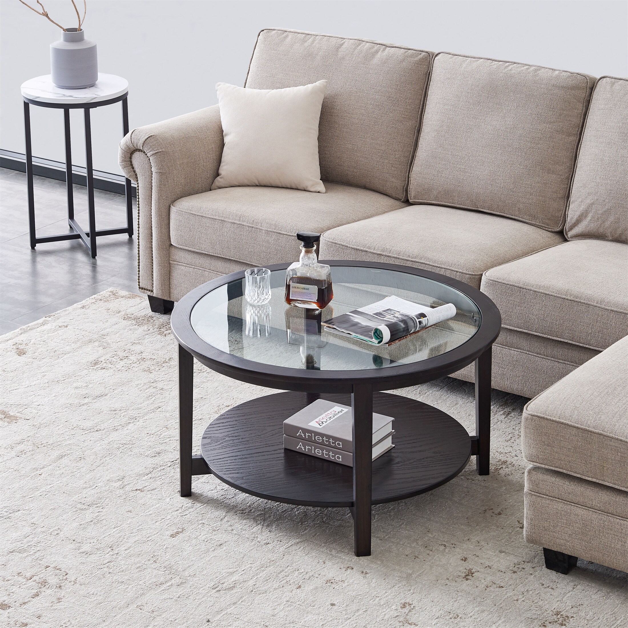 Round Coffee Table Double Deck Design - Mycitystee
