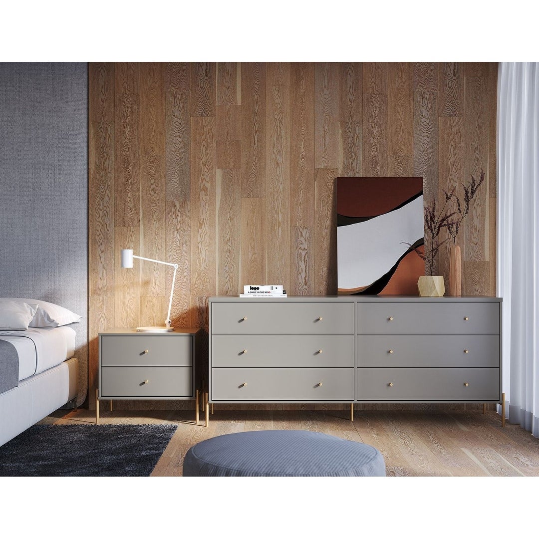 Manhattan Comfort Jasper Full Extension Double Wide Dresser and Nightstand Set of 2 - - 36787658 - Mycitystee