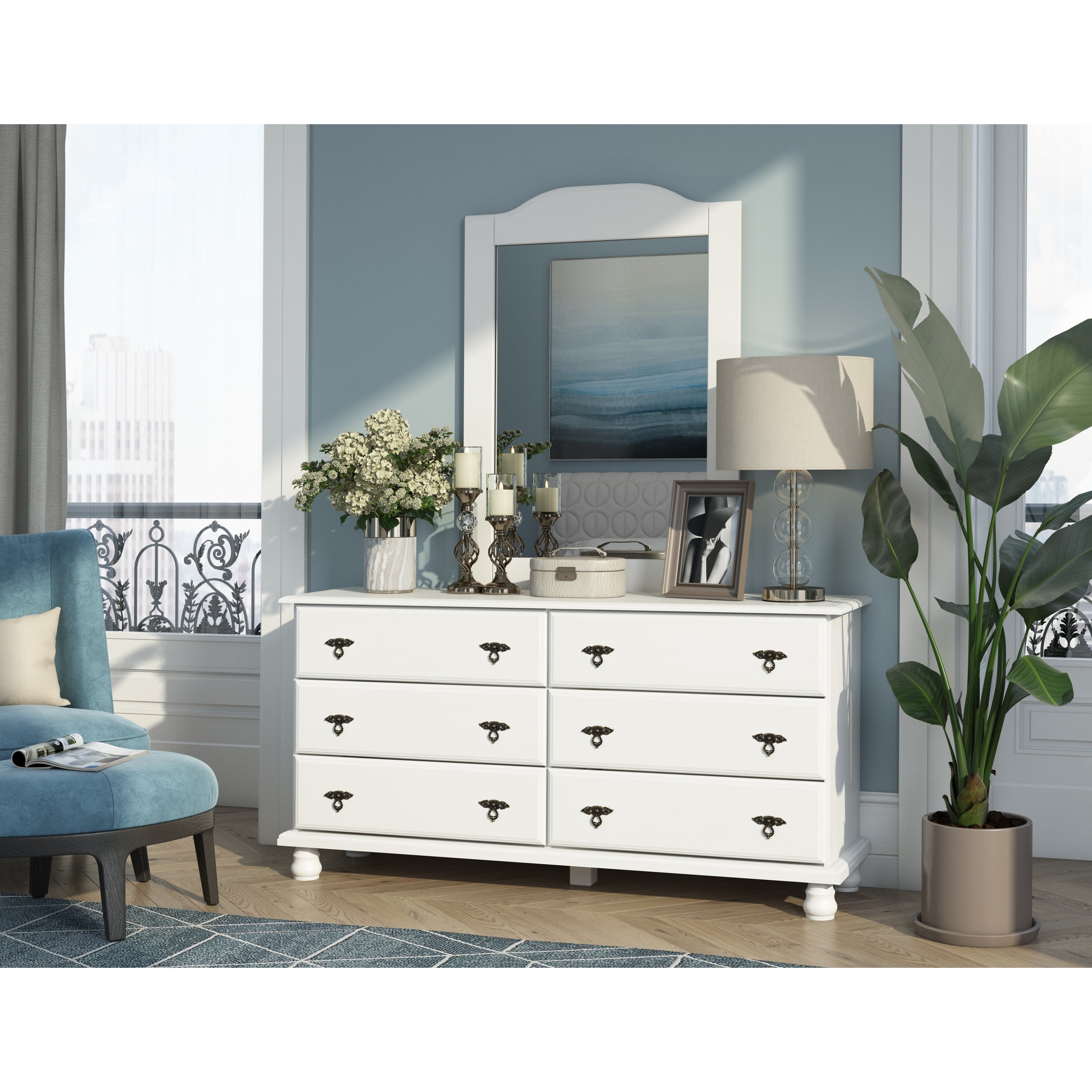 Palace Imports 100% Solid Wood Traditional Kyle 6-Drawer Dresser with Optional Mirror - - 36791989 - Mycitystee