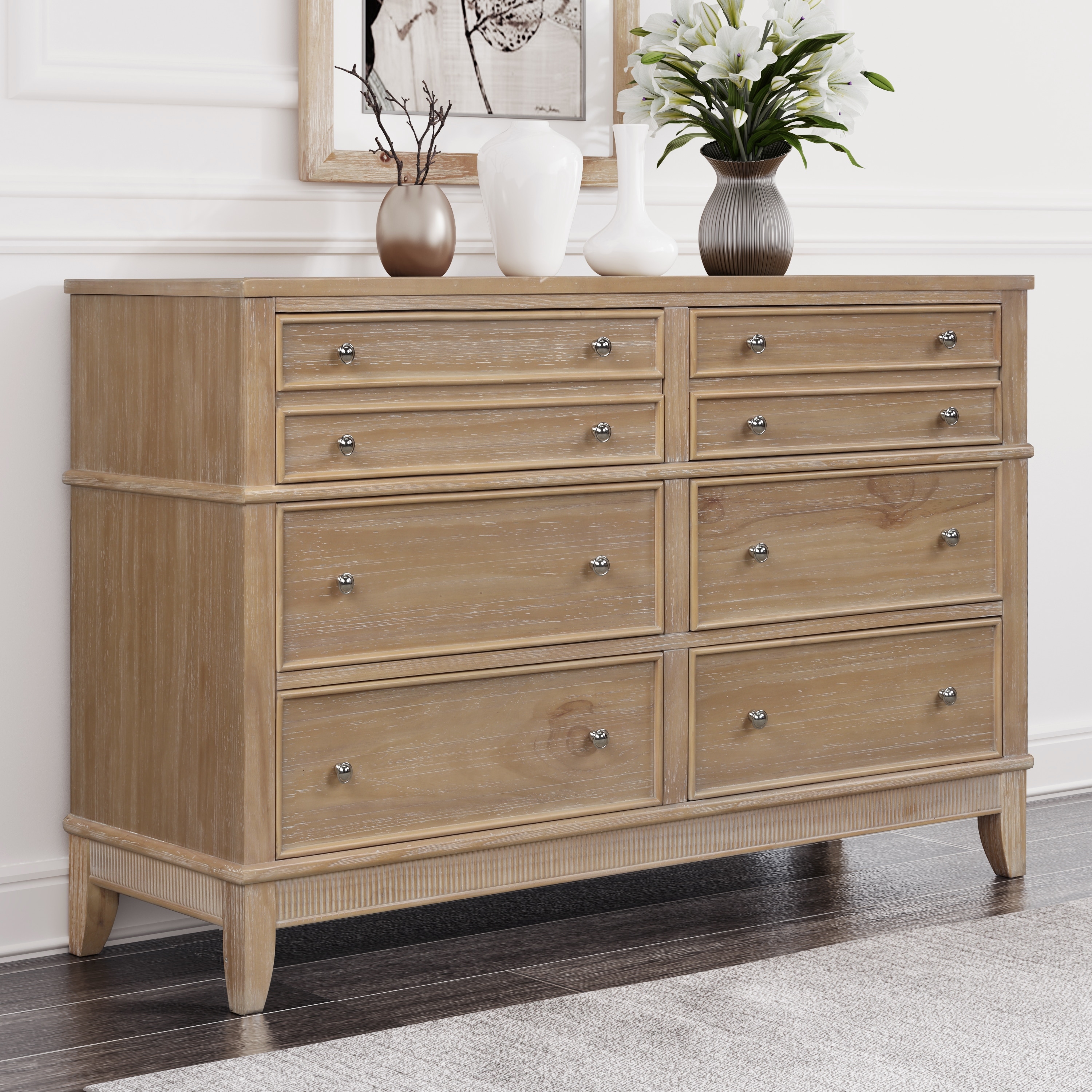 Aoolive 6 Drawers Wooden Dresser Solid Wood for Bedroom Living Room - - 35554261 - Mycitystee